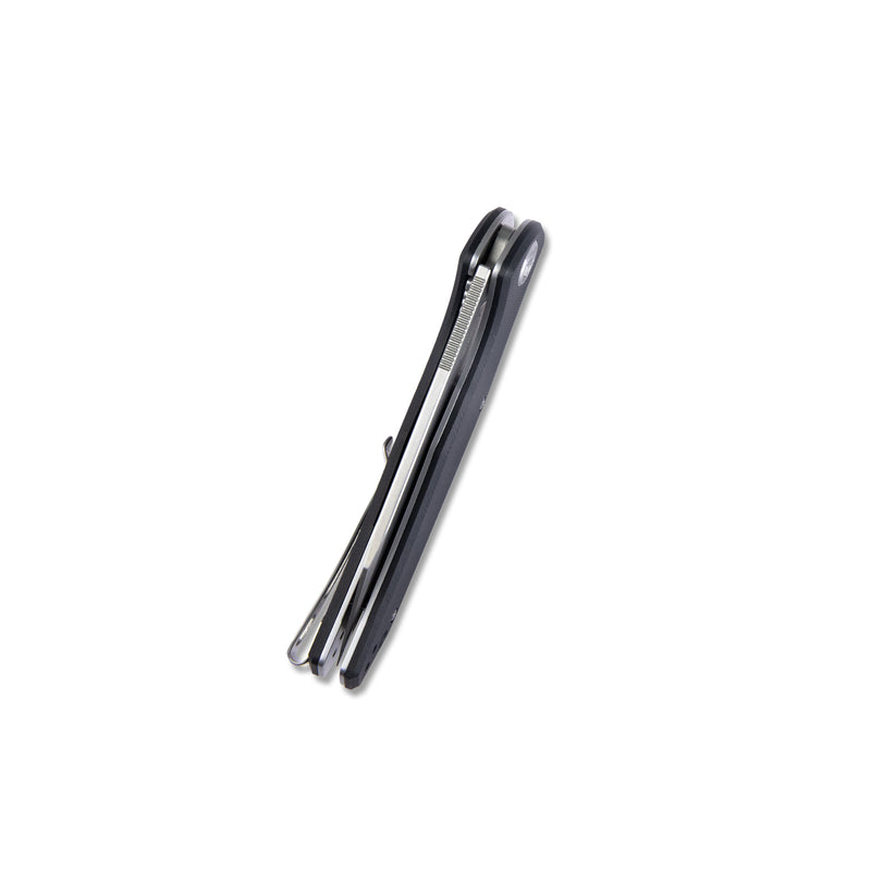 Flash Liner Lock Flipper Folding Knife Black G10 Handle 3.82" Beadblasted AUS-10 KU158E