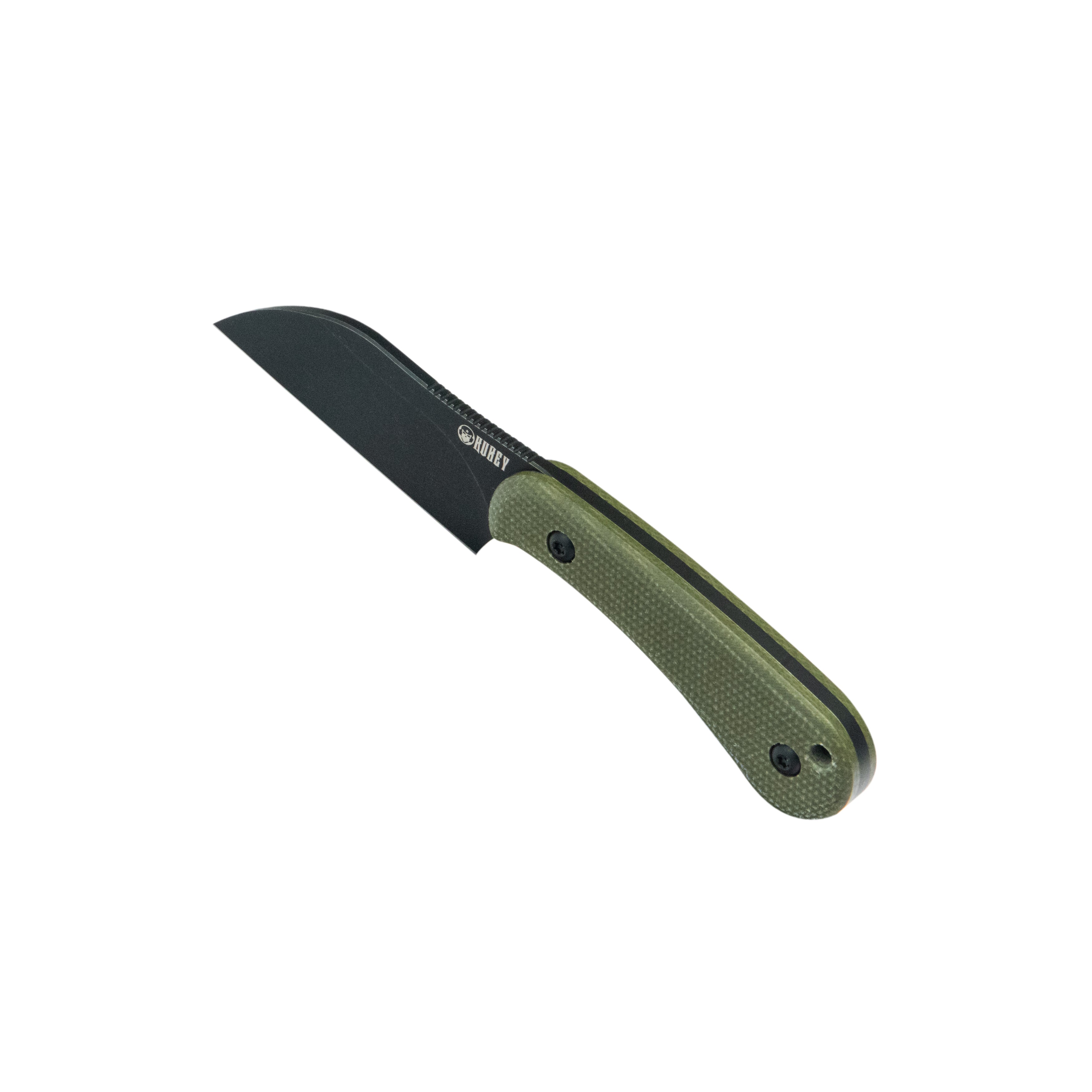Kubey Rockhopper Fixed Blade Knife Green Micarta Handle 2.60" Blackwash 14C28N KU412F