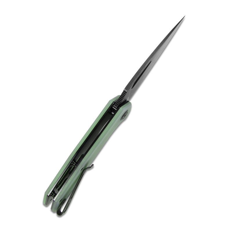 Coeus Liner Lock Thumb Open Folding Knife Jade G10 Handle 3.11" Dark Stonewashed D2 KU122E