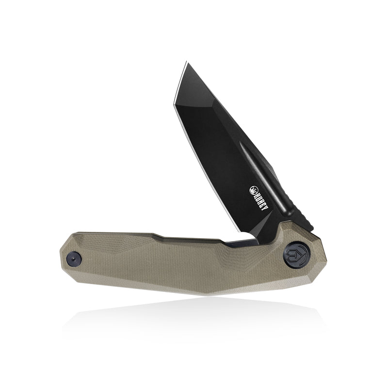 Carve Nest Liner Lock Tactical Folding Knife Tan G10 Handle 3.27'' Black Coated D2 KB237C