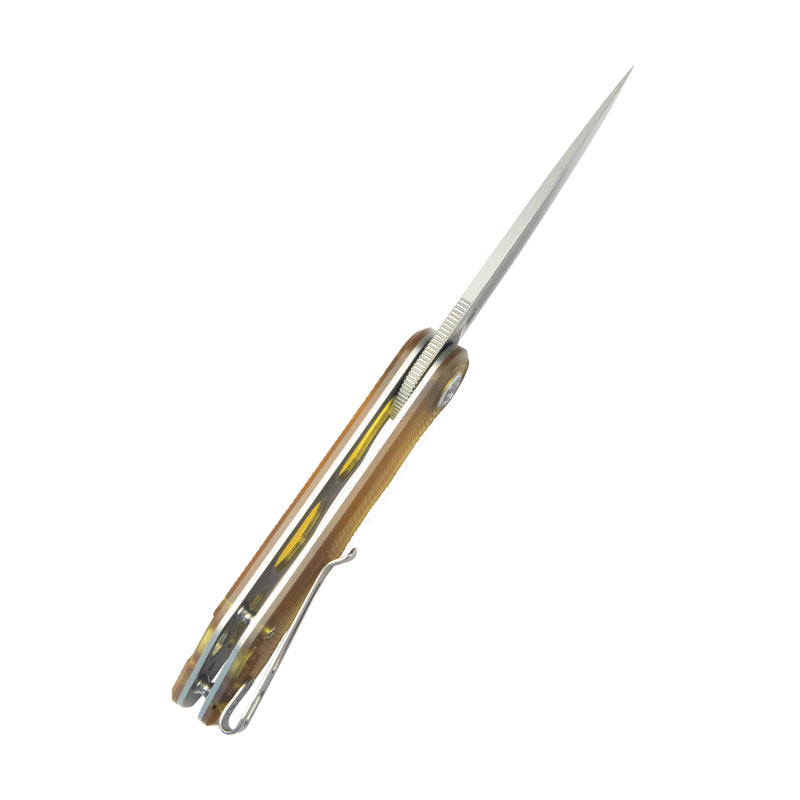 Mizo Liner Lock Front Flipper Folding Knife Ultem Handle 3.15" Satin 14C28N KU2101G