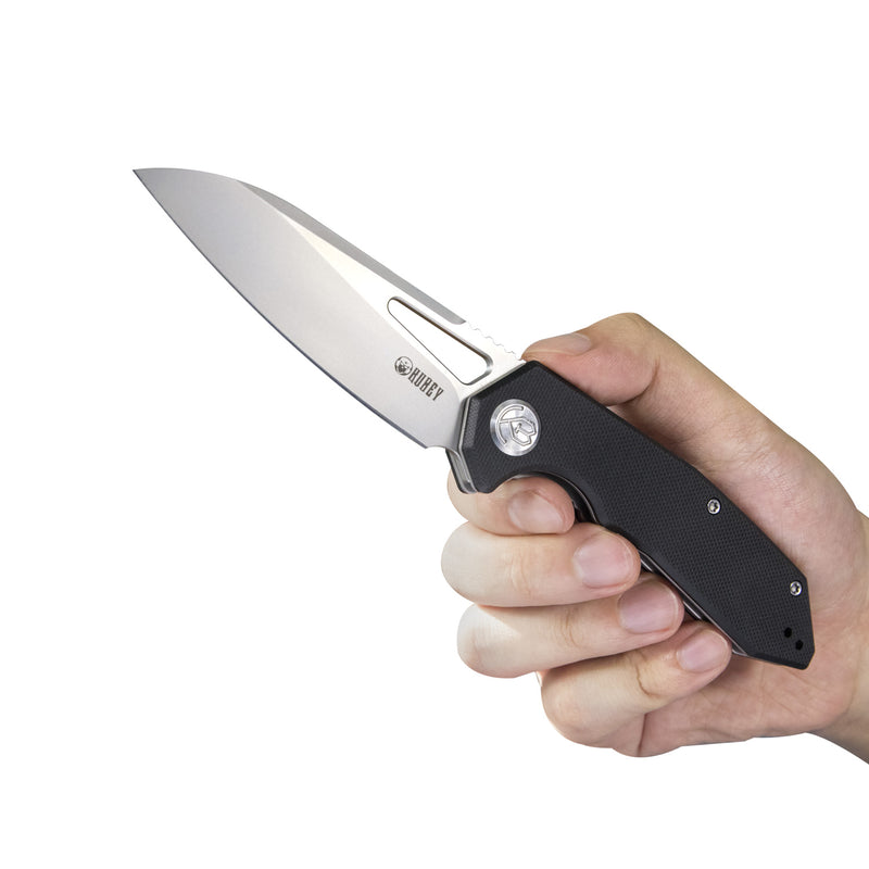 Vagrant Liner Lock Folding Knife Black G10 Handle (3.1" Sandblast AUS-10) KU291A