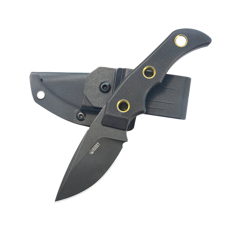 Mikkel Willumsen Design Blade Hunter Drop Point Fixed Blade Knife Black G10 Handle 2.95''Blackwash 14C28N KU376C