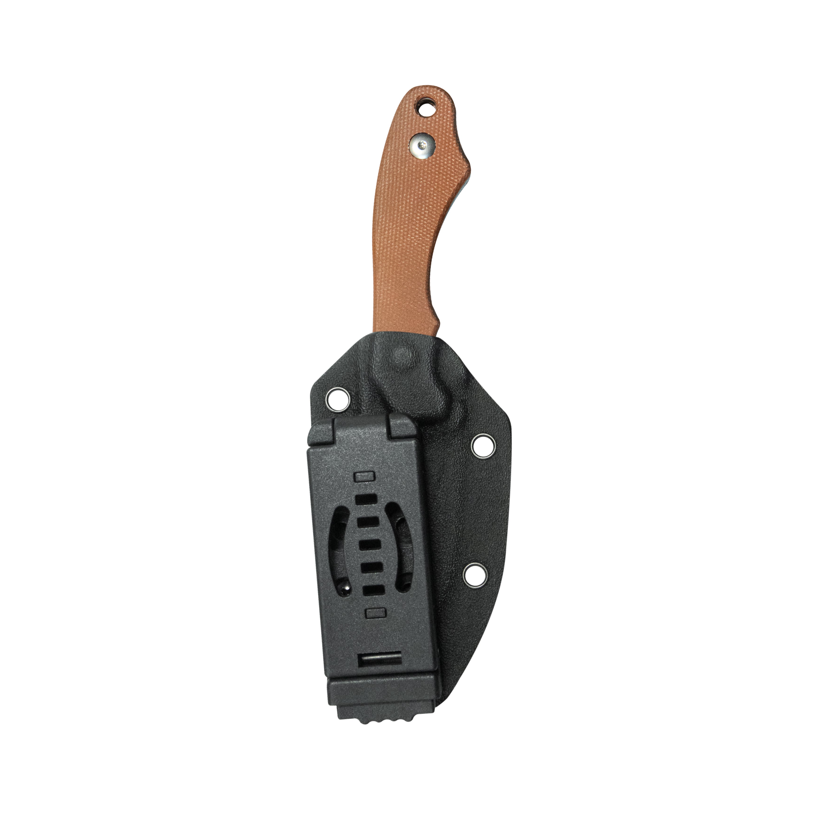 TLB EDC Fixed Blade Knife Brown Micarta 4" Beadblast 14C28N with Kydex Sheath KU467C