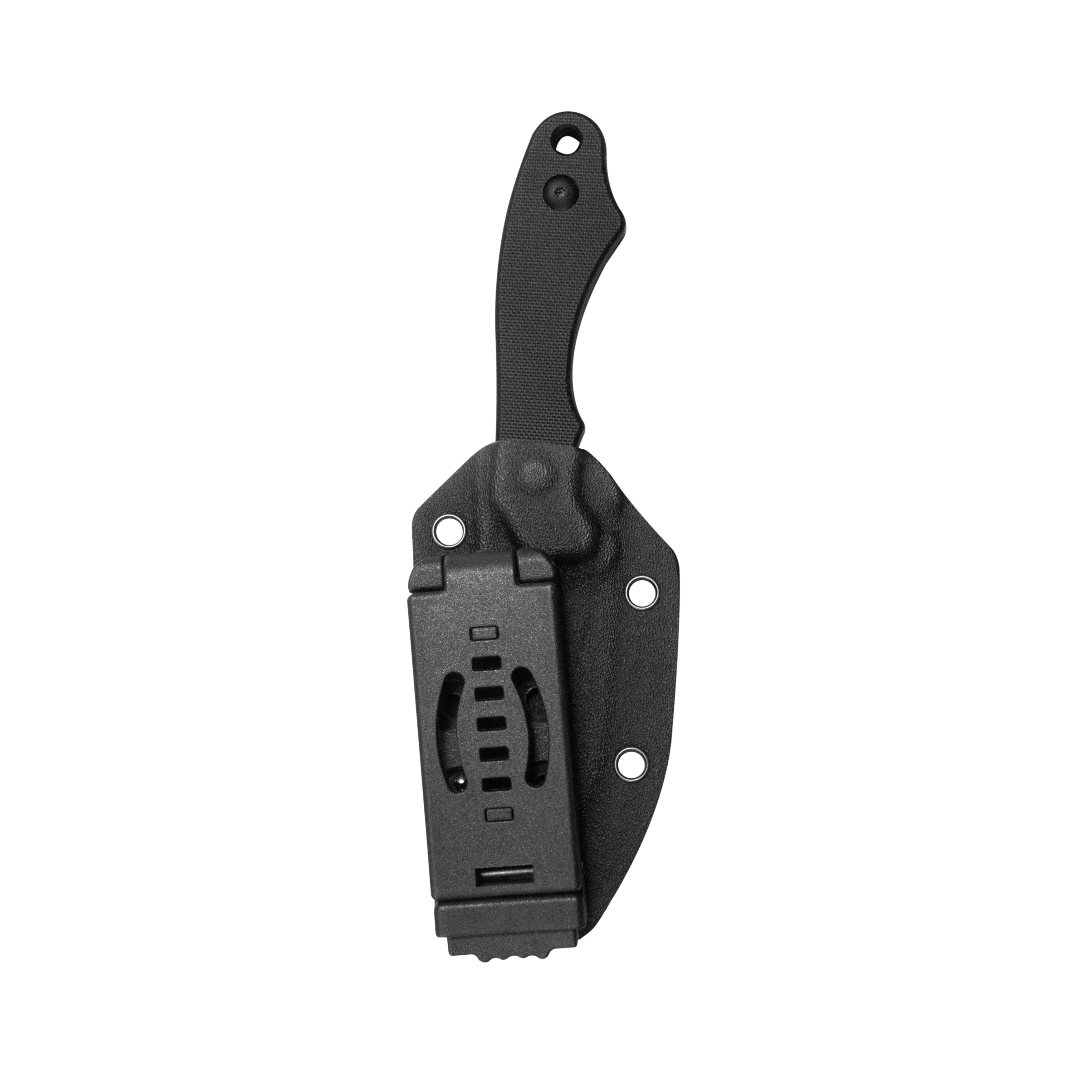 TLB EDC Fixed Blade Knife Black G-10 Handle 4" Blackwash 14C28N with Kydex Sheath KU467B