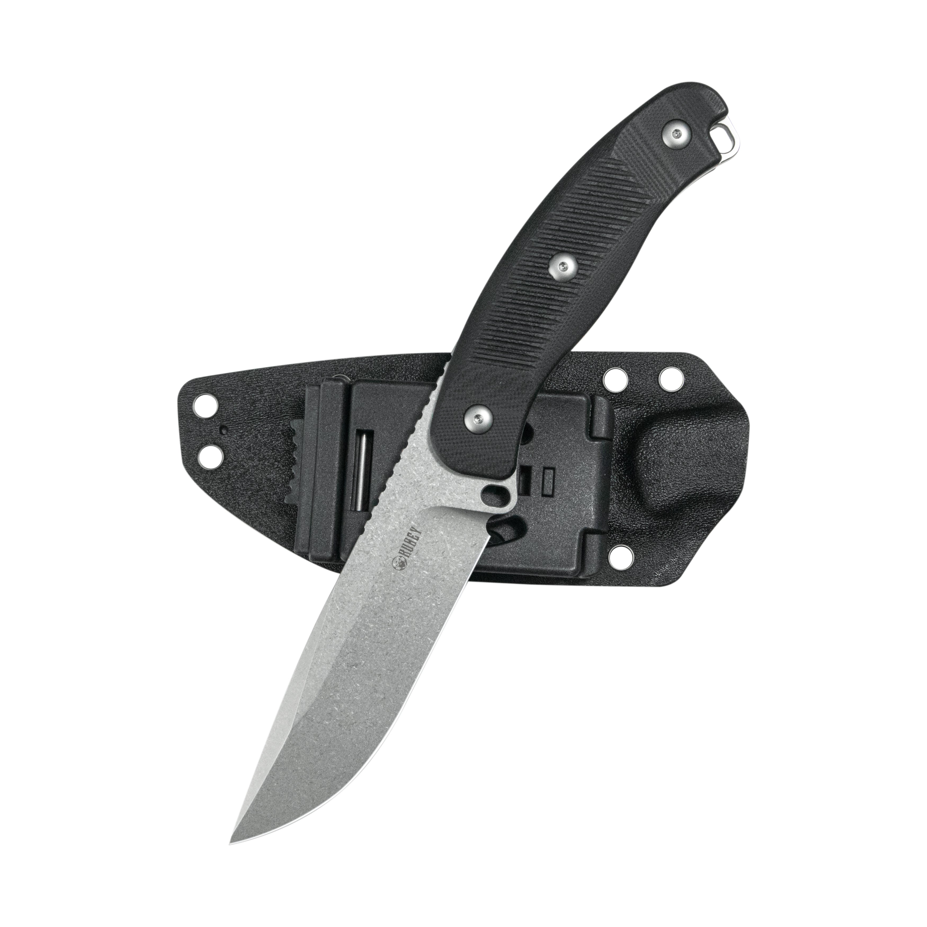 Kubey Bearcat Fixed Blade Knife Black G-10 Handle 4.73