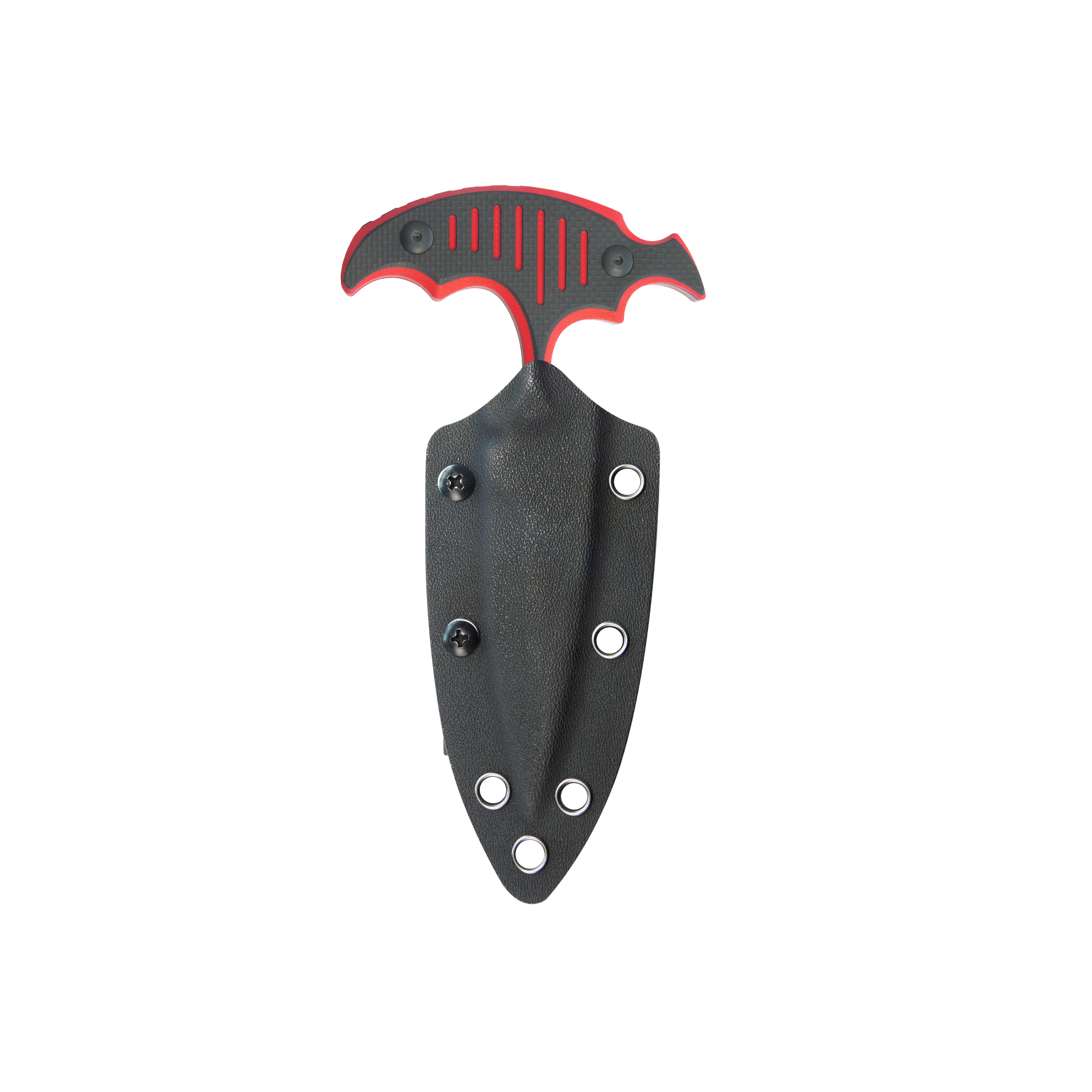 Medusa Push Dagger Fixed Blade Outdoor Knives w/ Kydex Sheath Red Black G-10 Black Coating 14C28N KU242B