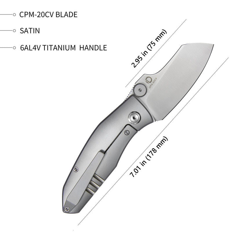 Monsterdog Frame Lock Dual Thumb Studs Folding Knife Titanium Handle 2.95" Satin 20CV KB285B