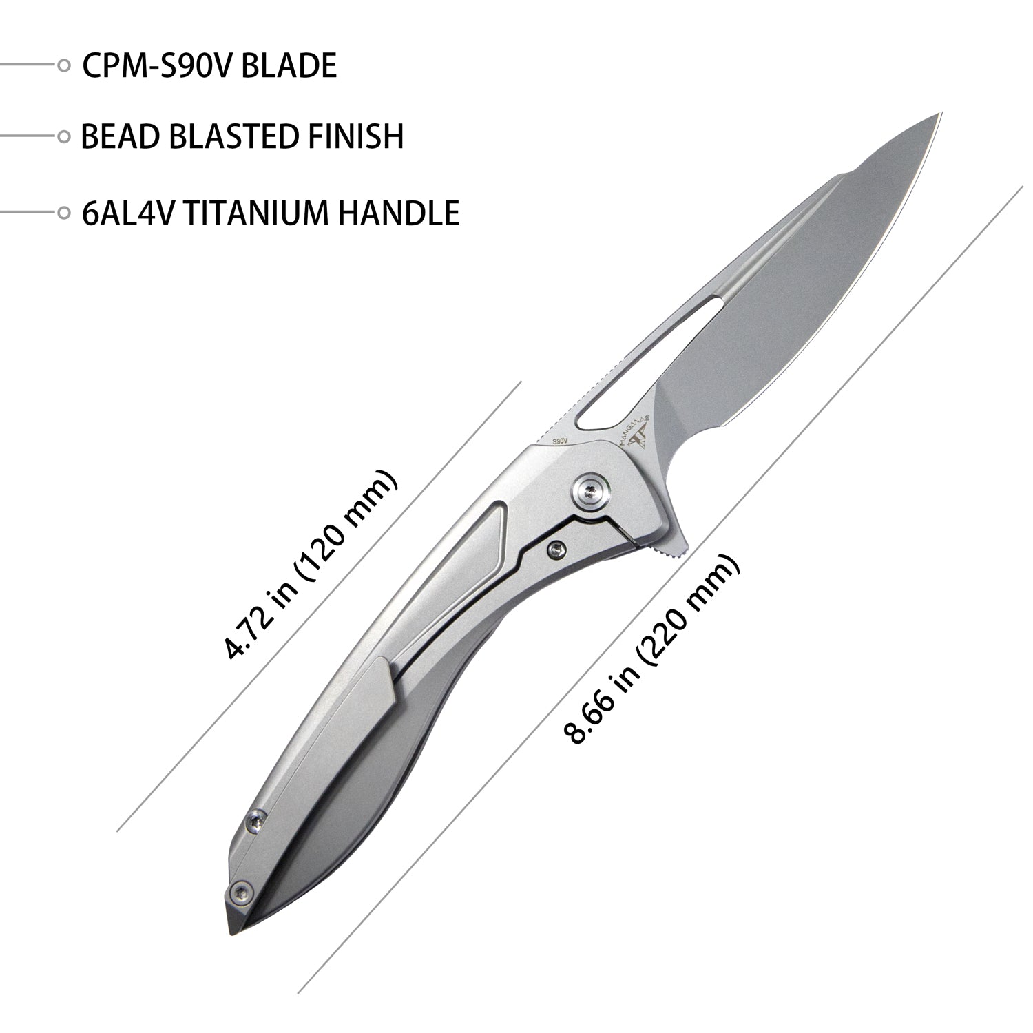 Velocé Frame Everyday Carry Gentlmans Pocket Knife Original Ti Handle 3.94'' Sand Blast S90V Blade KB171H