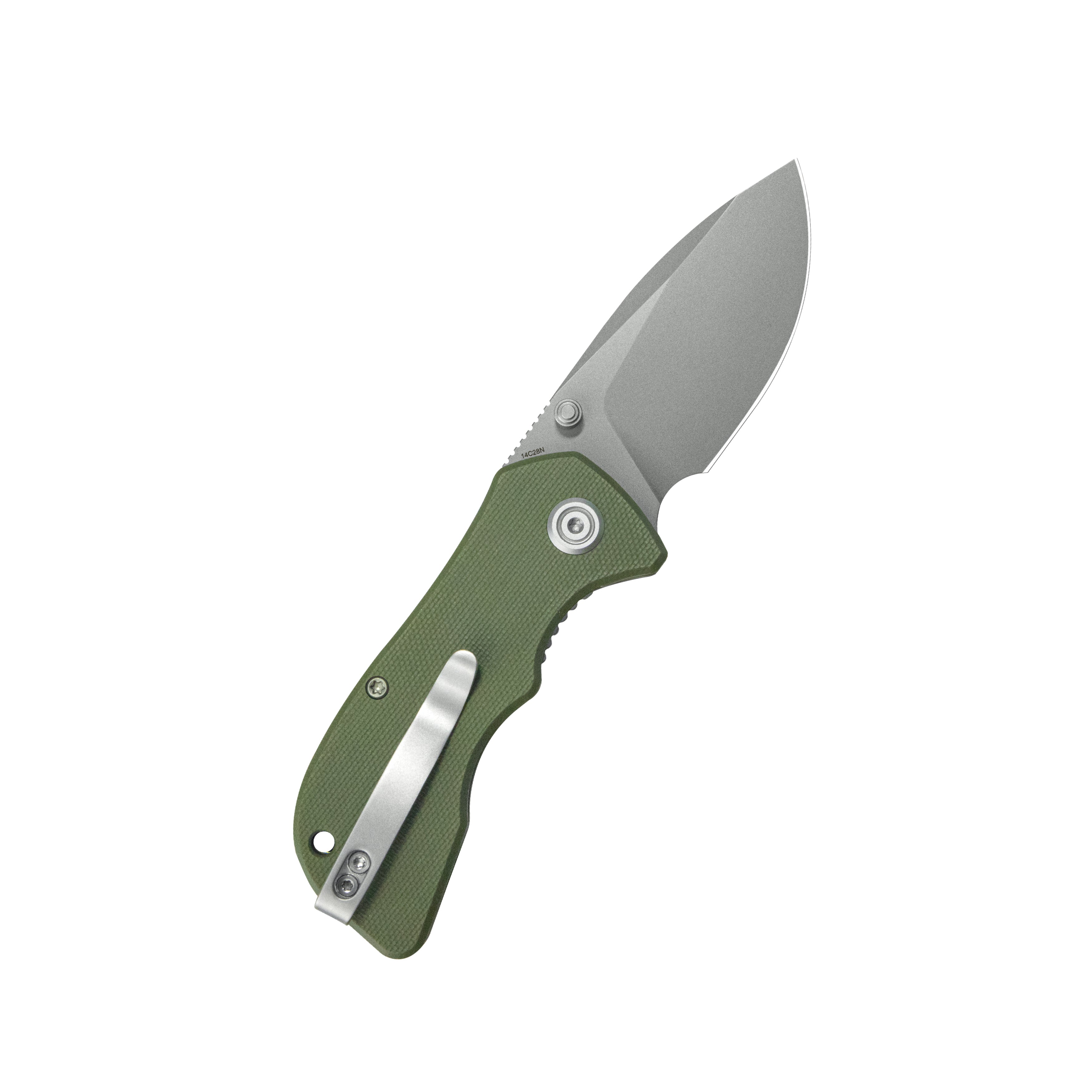 Kubey Karaji Liner Lock Dual Thumb Studs Open Folding Pocket Knife Green G-10 Handle 2.56" Beadblast 14C28N KU180S