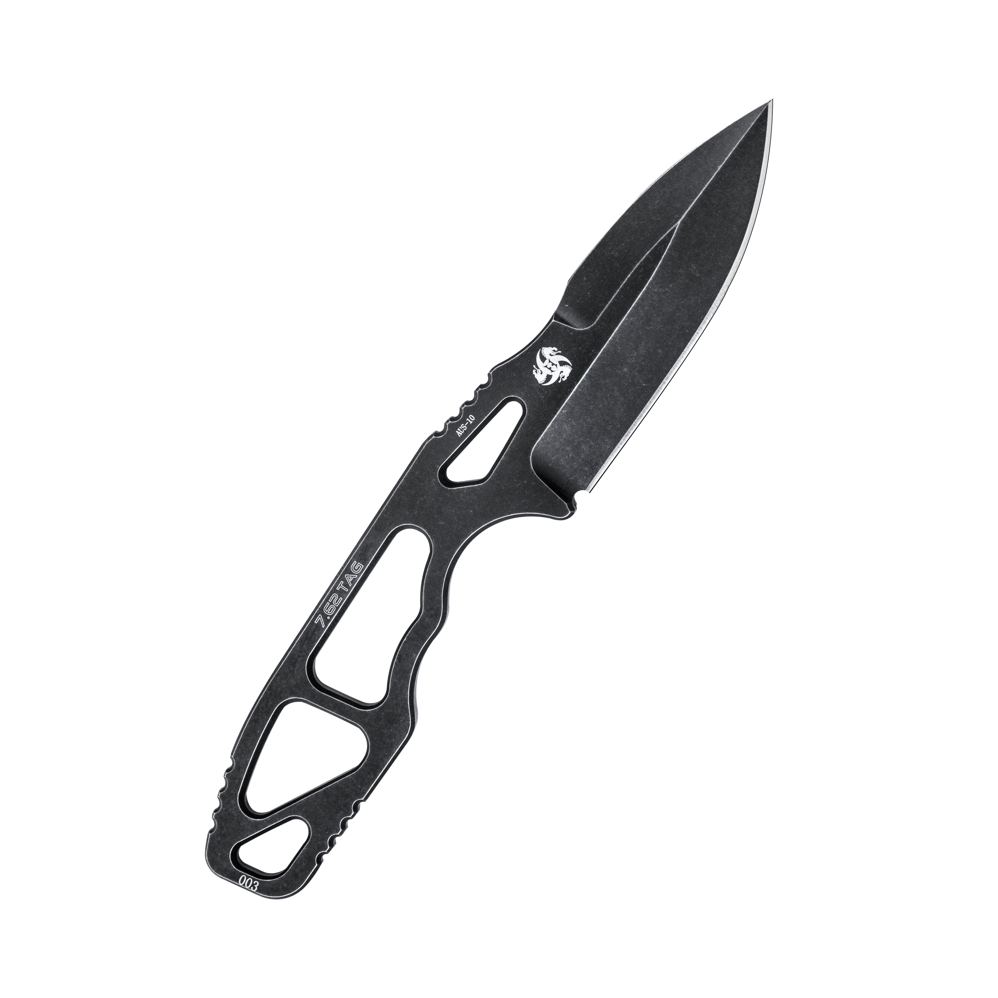 Kubey 7.62 TAG Fixed Blade Knife Blackwash AUS-10 Handle 3.15'' Blackw