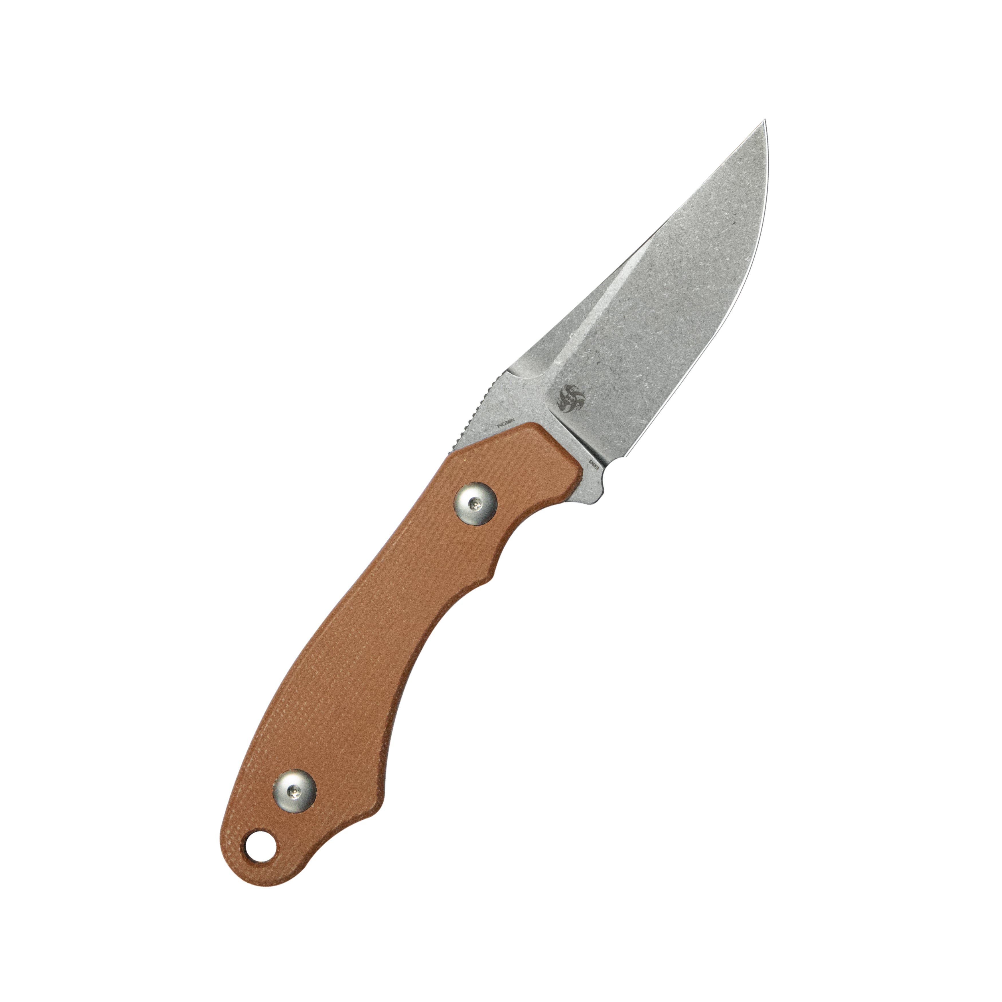 TLB II Clip Point EDC Fixed Blade Knife Brown Micarta 4" Beadblast 14C28N with Kydex Sheath KU468C