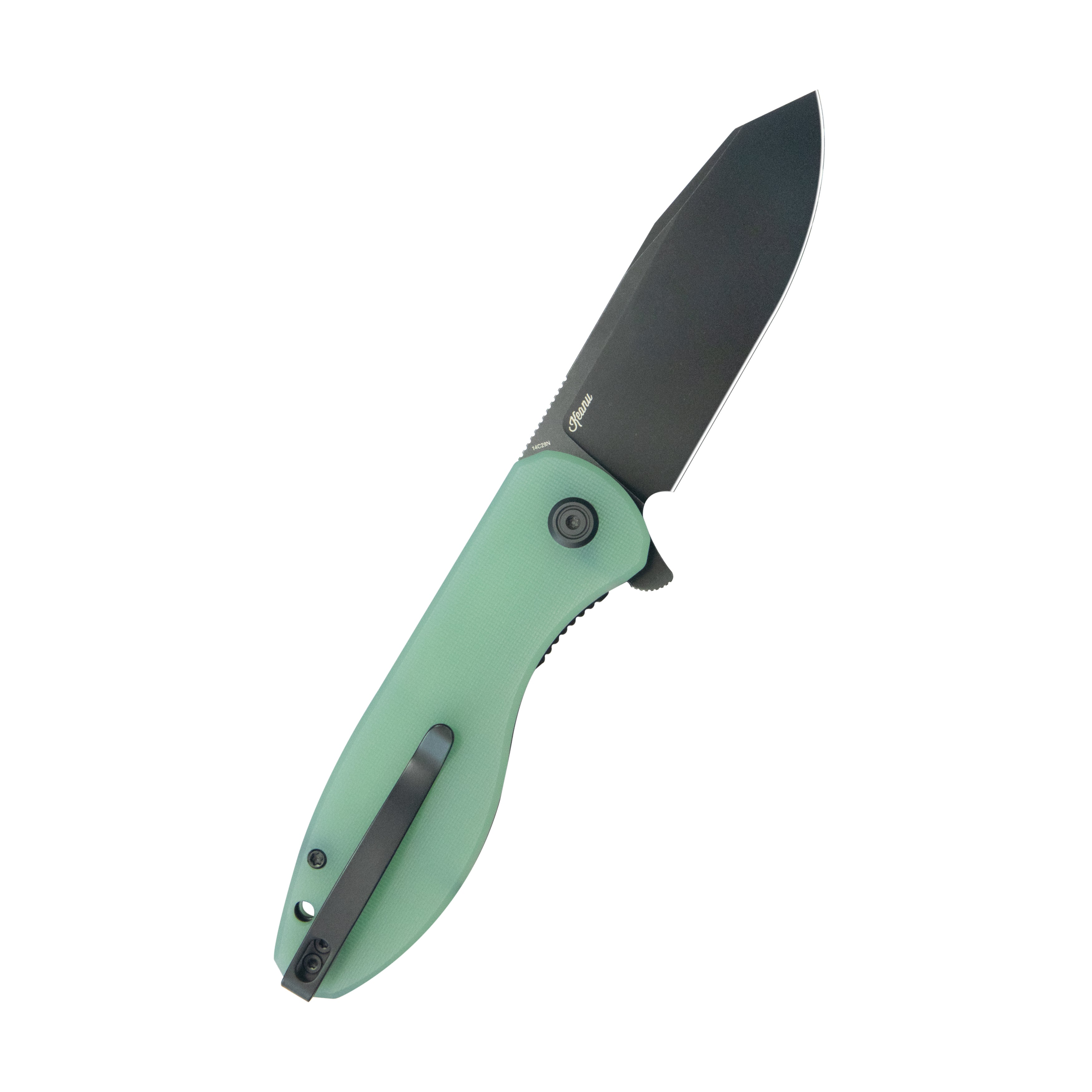 Master Chief Outdoor Folding Pocket Knife Jade G10 Handle 3.43" Blackwash 14C28N KU358Q
