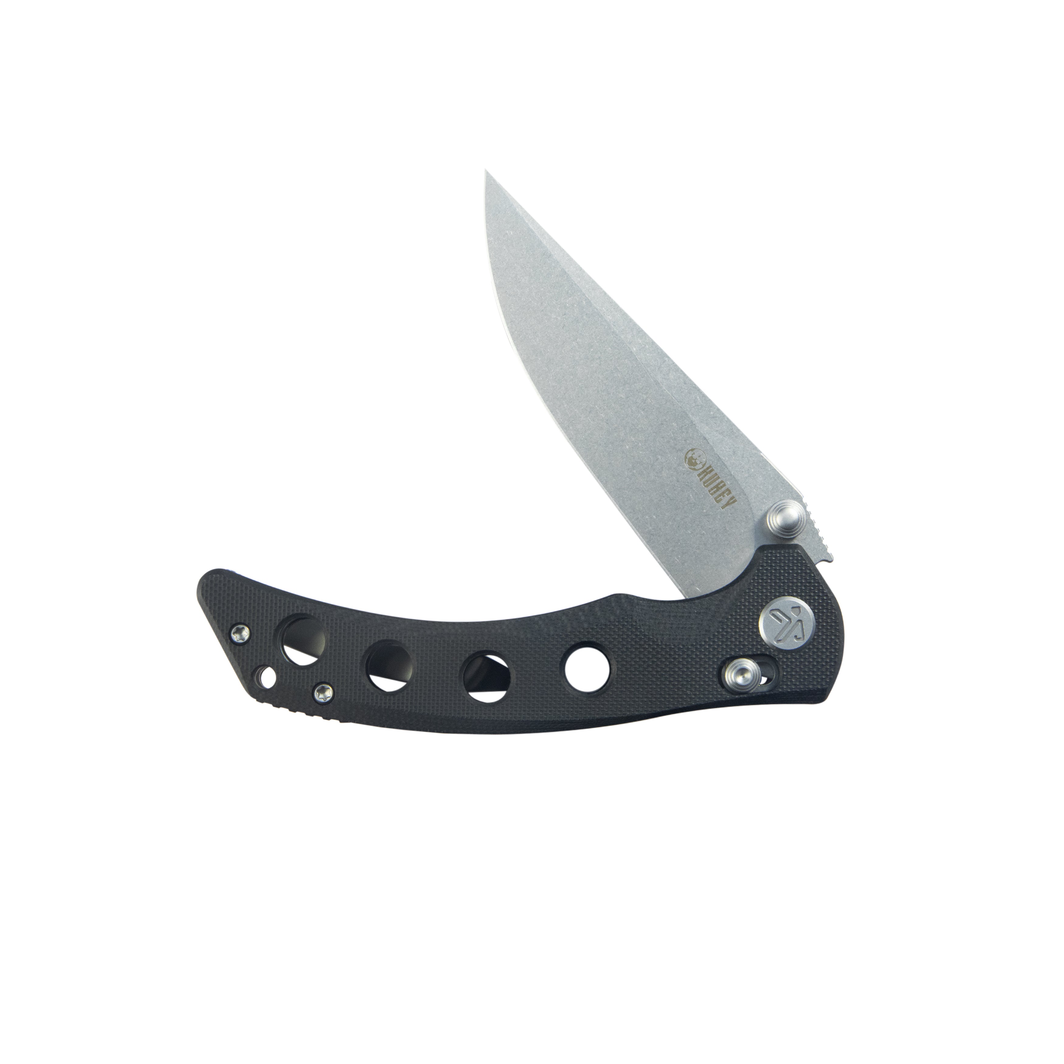 Hound Crossbar Lock Folding Pocket Knife Black G-10 Handle 3.43" Stonewash 14C28N Blade KU172A