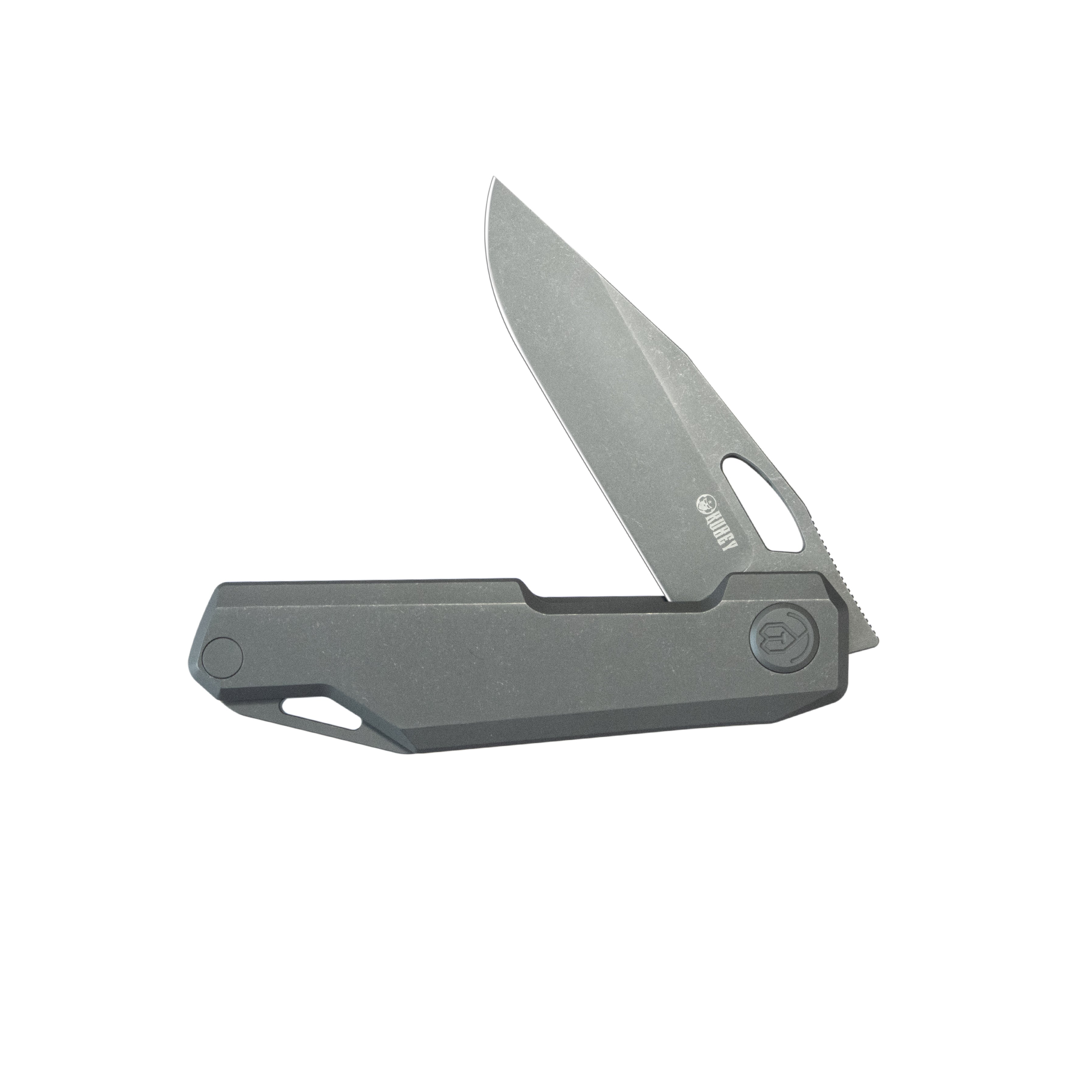 Verijero Fronter Flipper Pocket Folding Knife Darkblast 6AL4V Titanium Handle 3.35" Darkwashed 14C28N KB340E