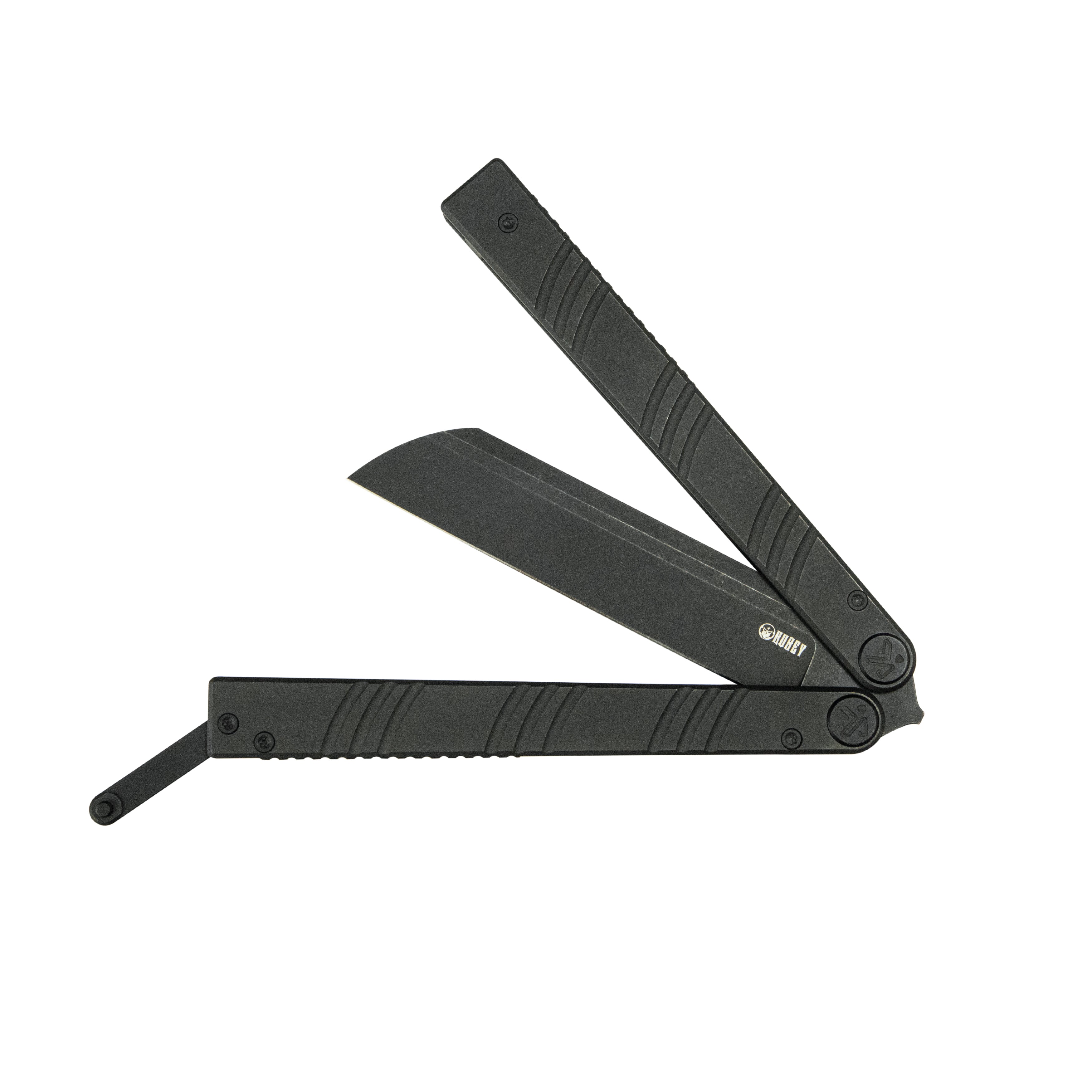 Kubey Ballistic EDC Basilong Blackwash Titanium Handle 4.09" Blackwash Sandvik 14C28N  Blade Knife KU297C