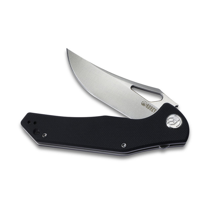 Phemius Liner Lock Folding Pocket Knife Black G10 Handle 3.66" Bead Blasted D2 KU149A