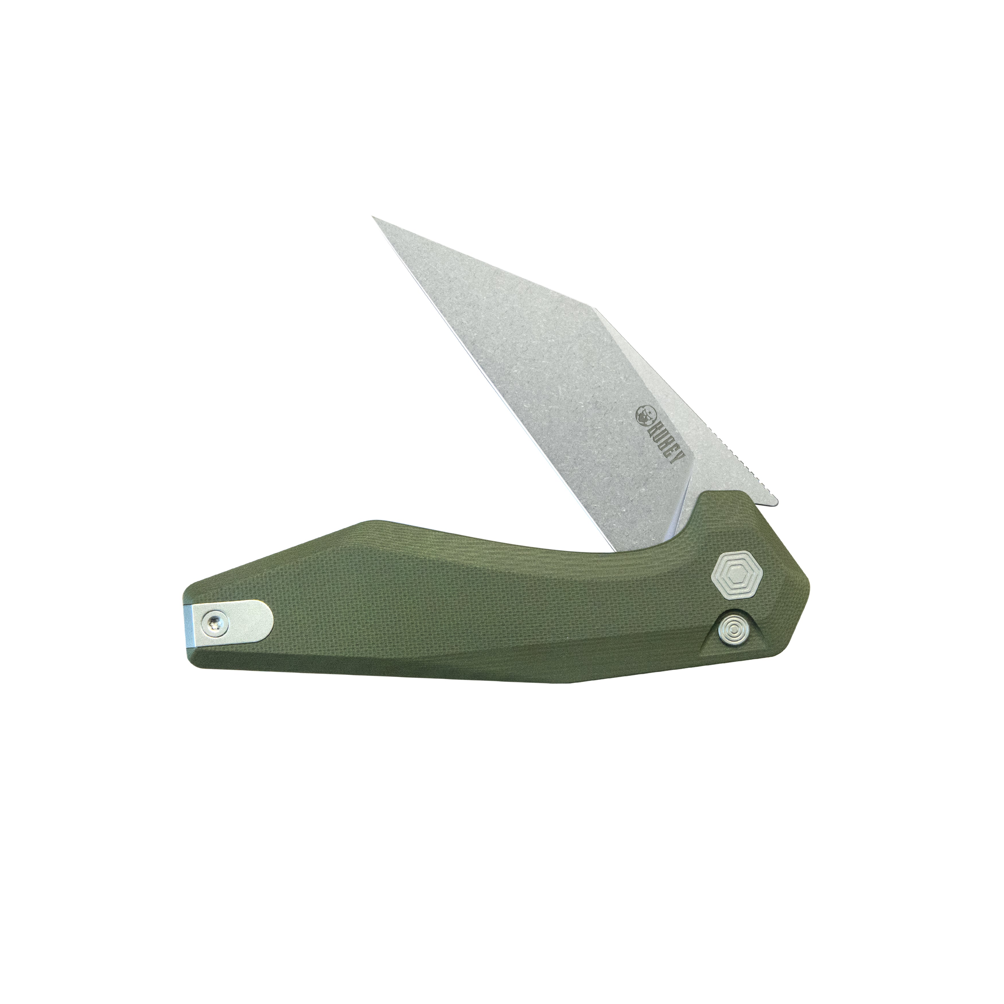 Kubey Fenrir Folding Knife Green G-10 Handle 3.27'' Stonewashed 14C28N Blade KU393B