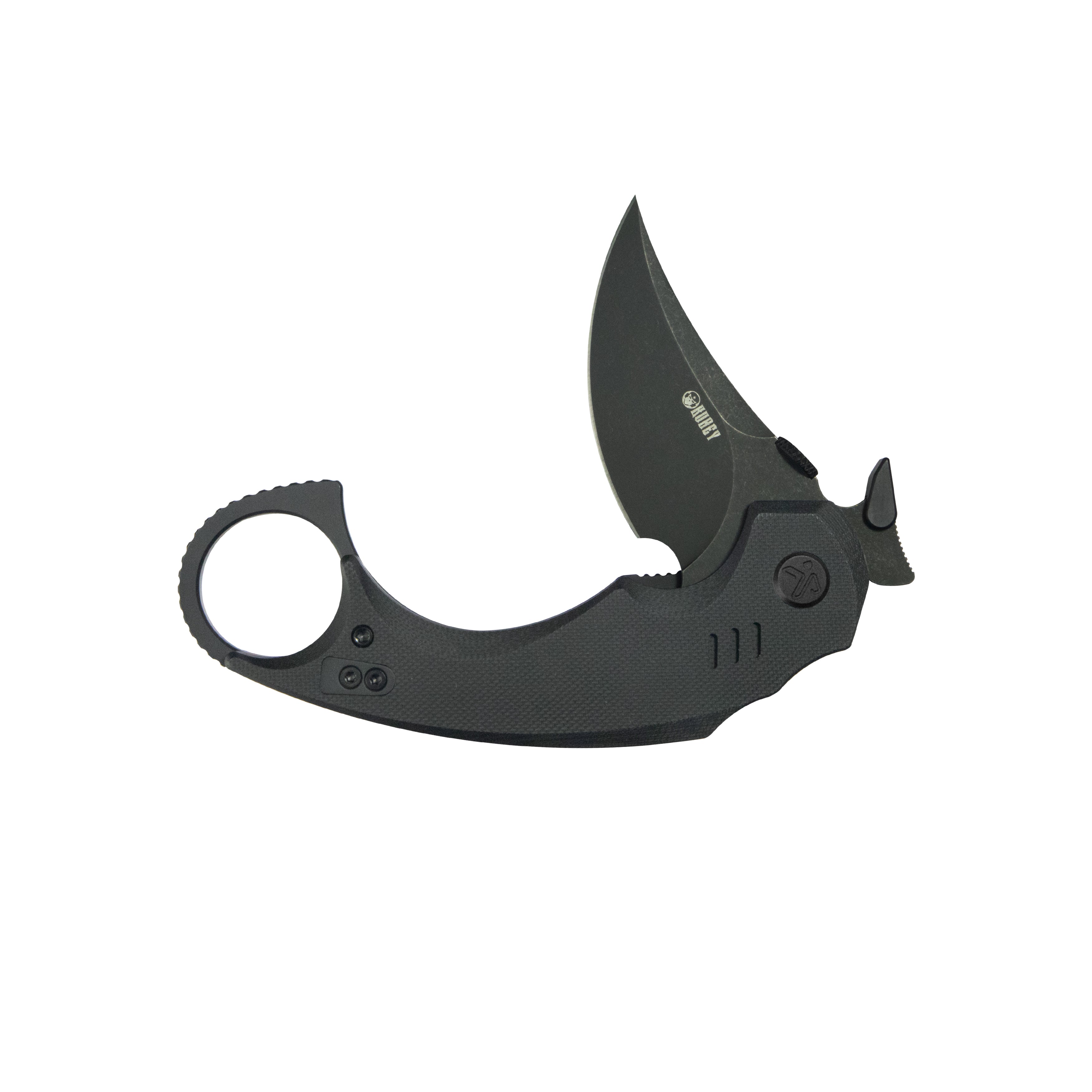 Kubey Jaw Pikal Karambit Folding Knife Black G-10 Handle 2.52