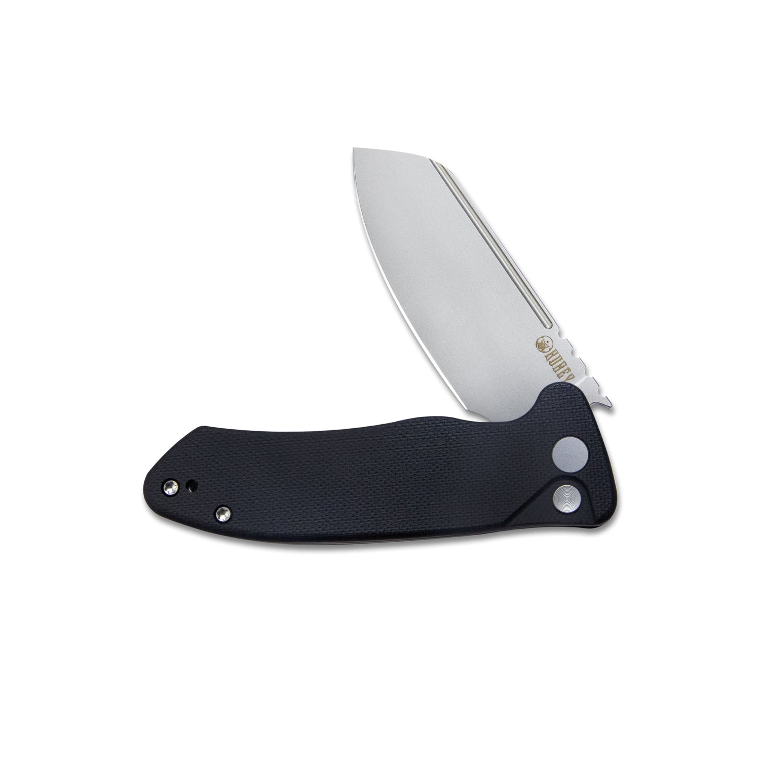 Creon Small Pocket Knife with Button Lock Black G10 Handle 2.87" Beadblasted AUS-10 KU336E