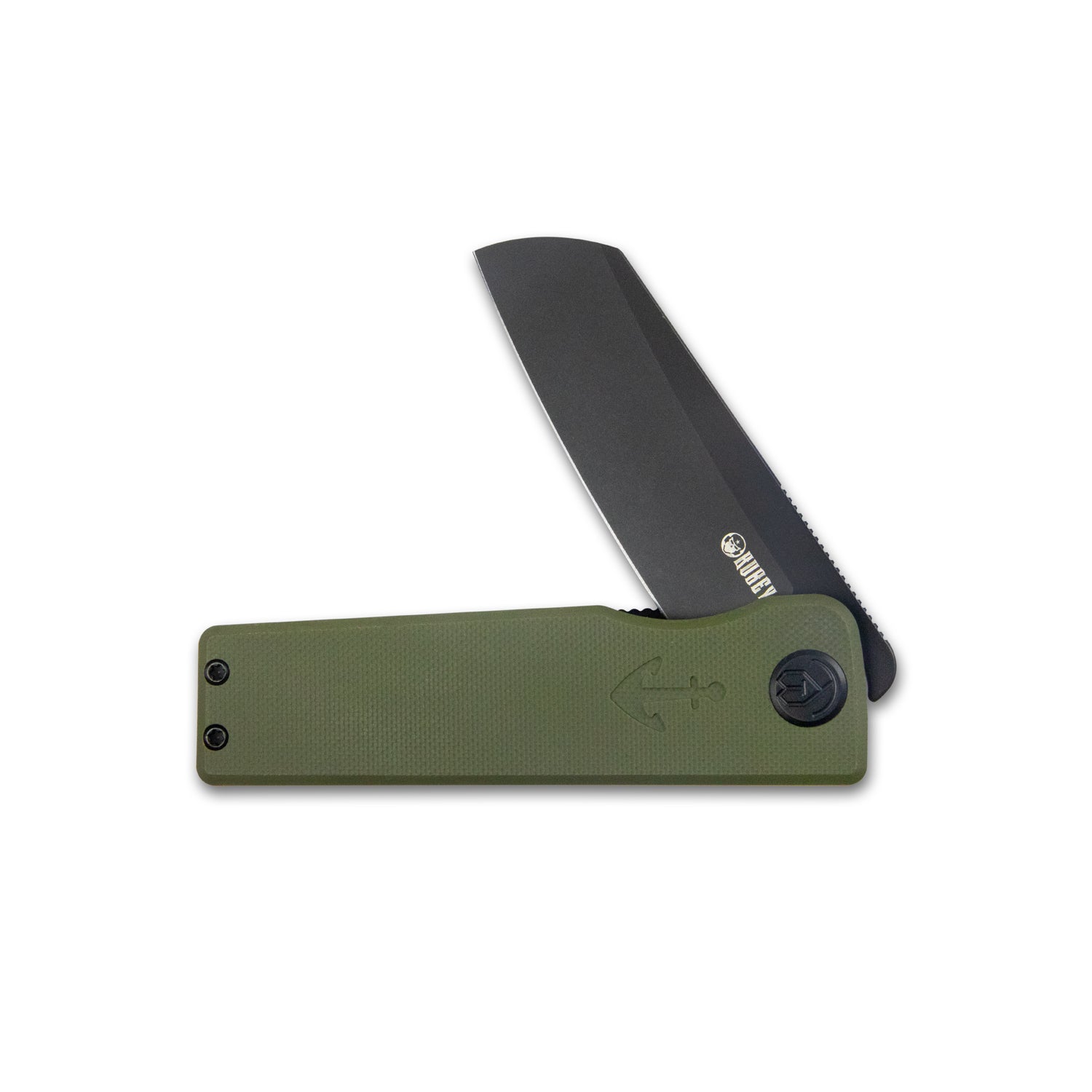 Kubey Sailor Klappmesser Liner Lock Flipper Outdoor Pocket Knife Green G10 Handle 3.11" Blackwashed AUS-10 Blade KU317C