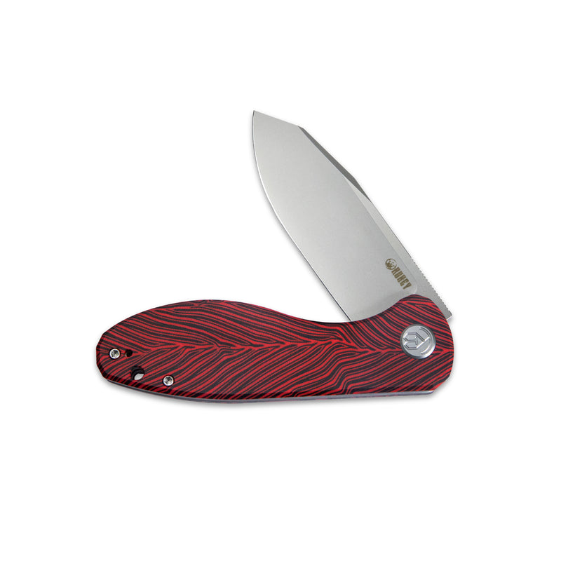 Master Chief Outdoor Folding Pocket Knife Red black Damascus G10 Handle 3.43" Beadblast AUS-10 KU358J