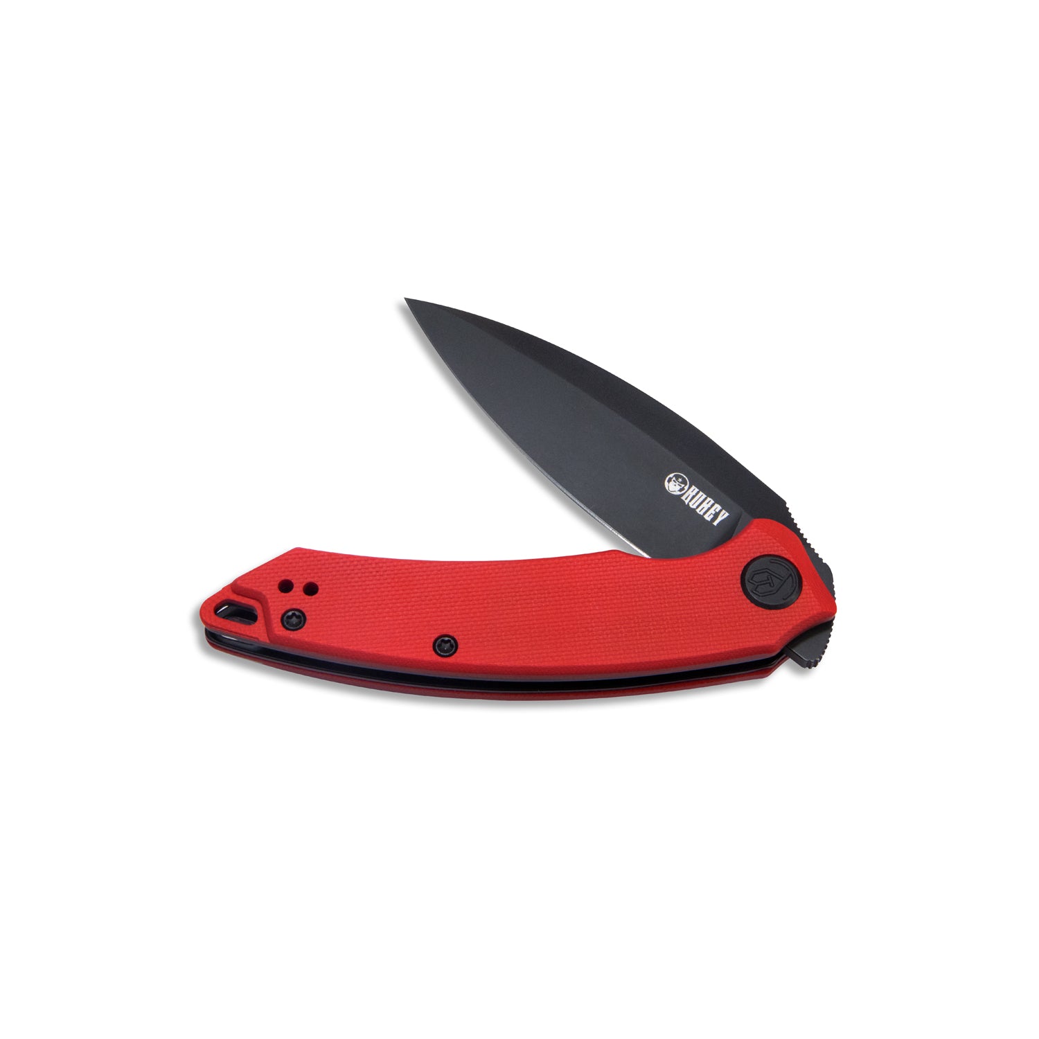 Leaf Liner Lock Front Flipper Folding Knife Red G10 Handle 2.99" Black Stonewashed AUS-10 KU333B