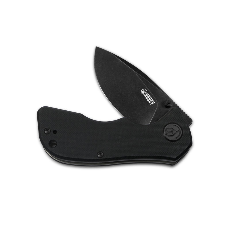 Karaji Liner Lock Dual Thumb Studs Open Folding Pocket Knife Black G10 Handle 2.56" Dark Stonewashed D2 KU180F