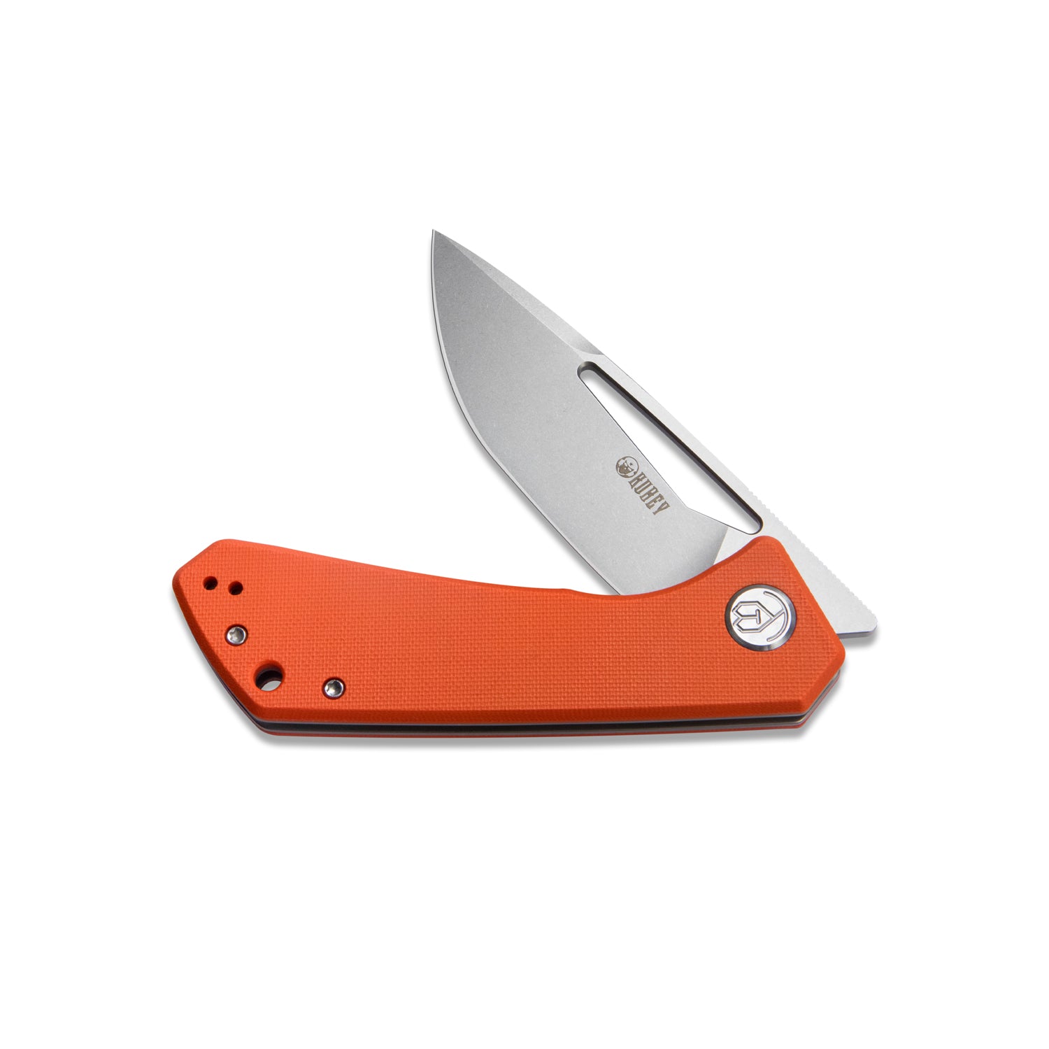 Kubey Thalia Klappmesser Front Flipper EDC Pocket Folding Knife Orange G10 Handle 3.27" Bead Blasted D2 KU331H