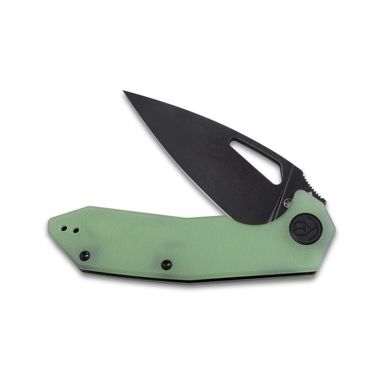 Coeus Liner Lock Thumb Open Folding Knife Jade G10 Handle 3.11" Dark Stonewashed D2 KU122E
