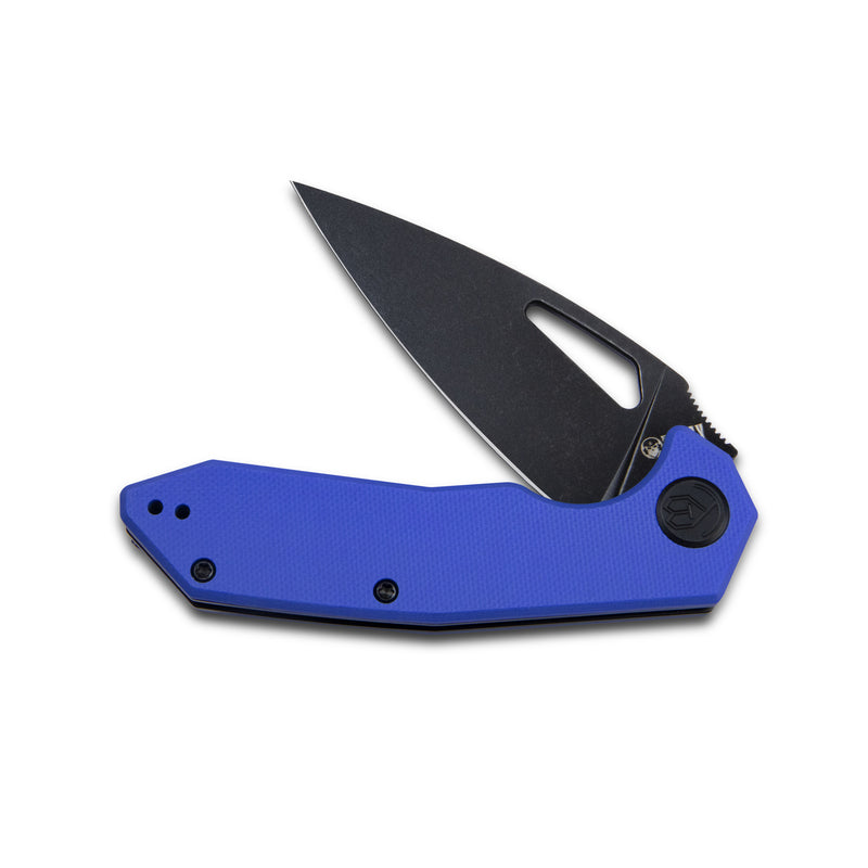 Coeus Liner Lock Thumb Open Folding Knife Blue G10 Handle 3.11" Dark Stonewashed D2 KU122G