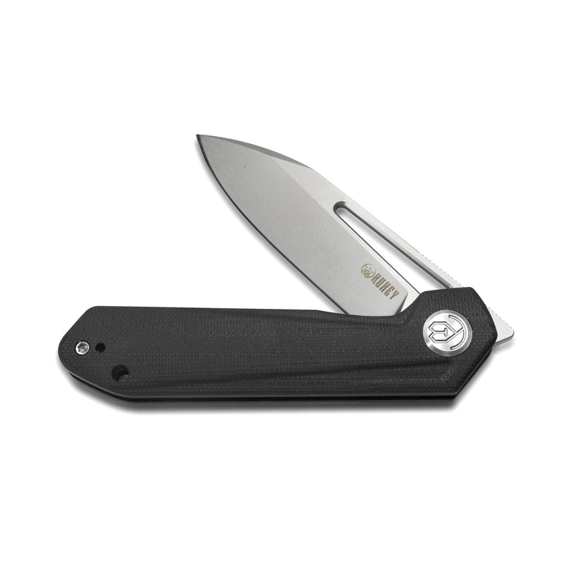 Royal Nest Liner Lock EDC Pocket Knife Front Flipper Black G10 Handle 2.99" Bead Blasted D2 KU321A