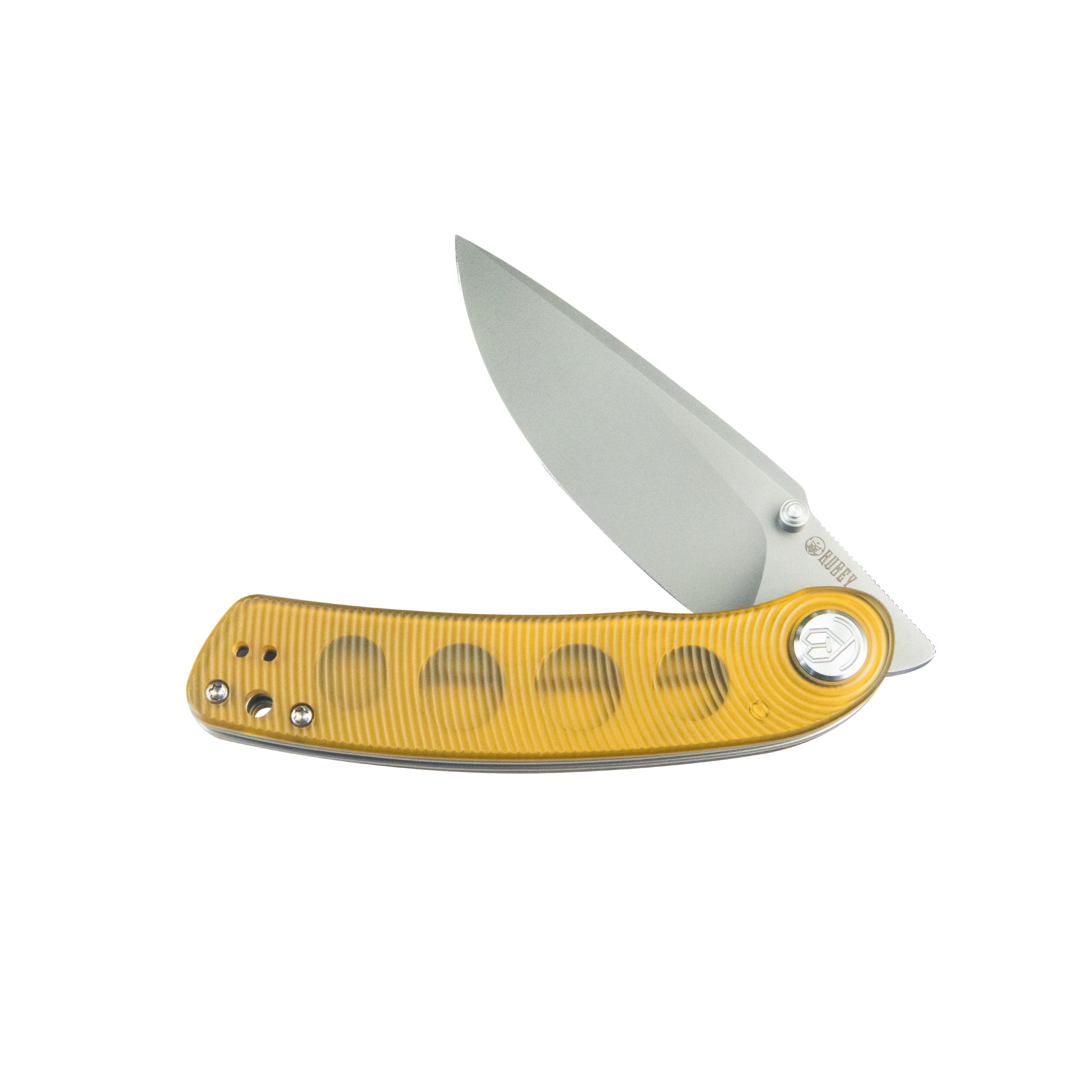 Momentum Sherif Manganas Design Liner Lock Front Flipper / Dual Studs Open Folding Knife Ultem Handle 3.43" Bead Blasted AUS-10 KU344M