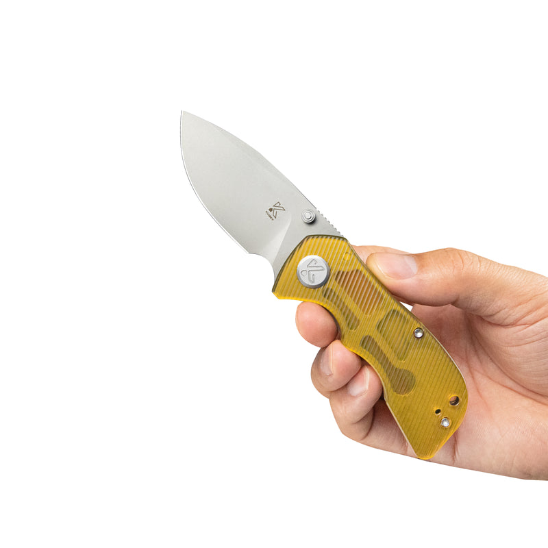 Karaji Liner Lock Dual Thumb Studs Open Folding Pocket Knife Ultem Handle 2.56" Beadblast 14C28N KU180H