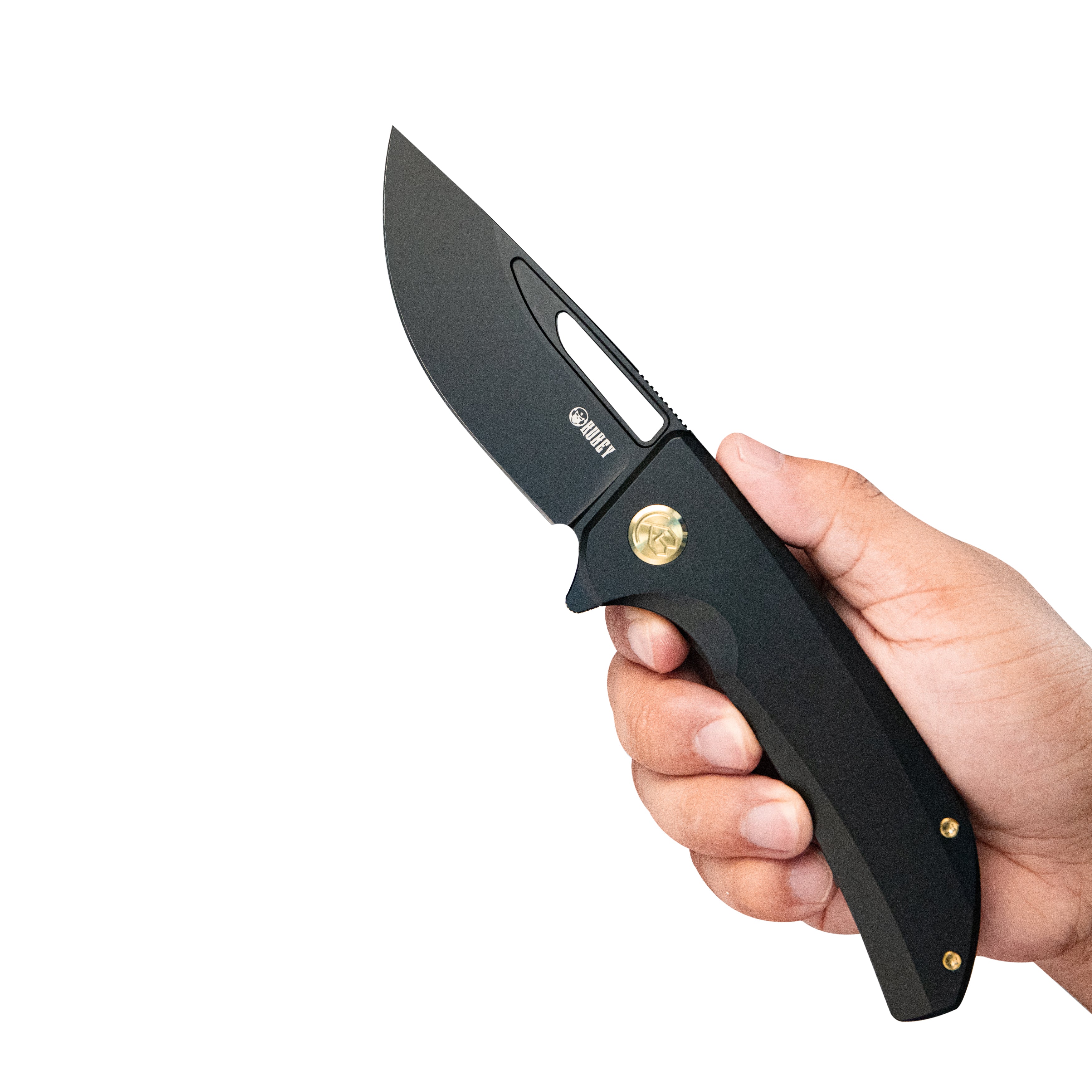 Hyperion Frame Lock Tactical Knife Black 6AL4V Titanium Handle 3.5" Black Coated CPM-S35VN KB368B