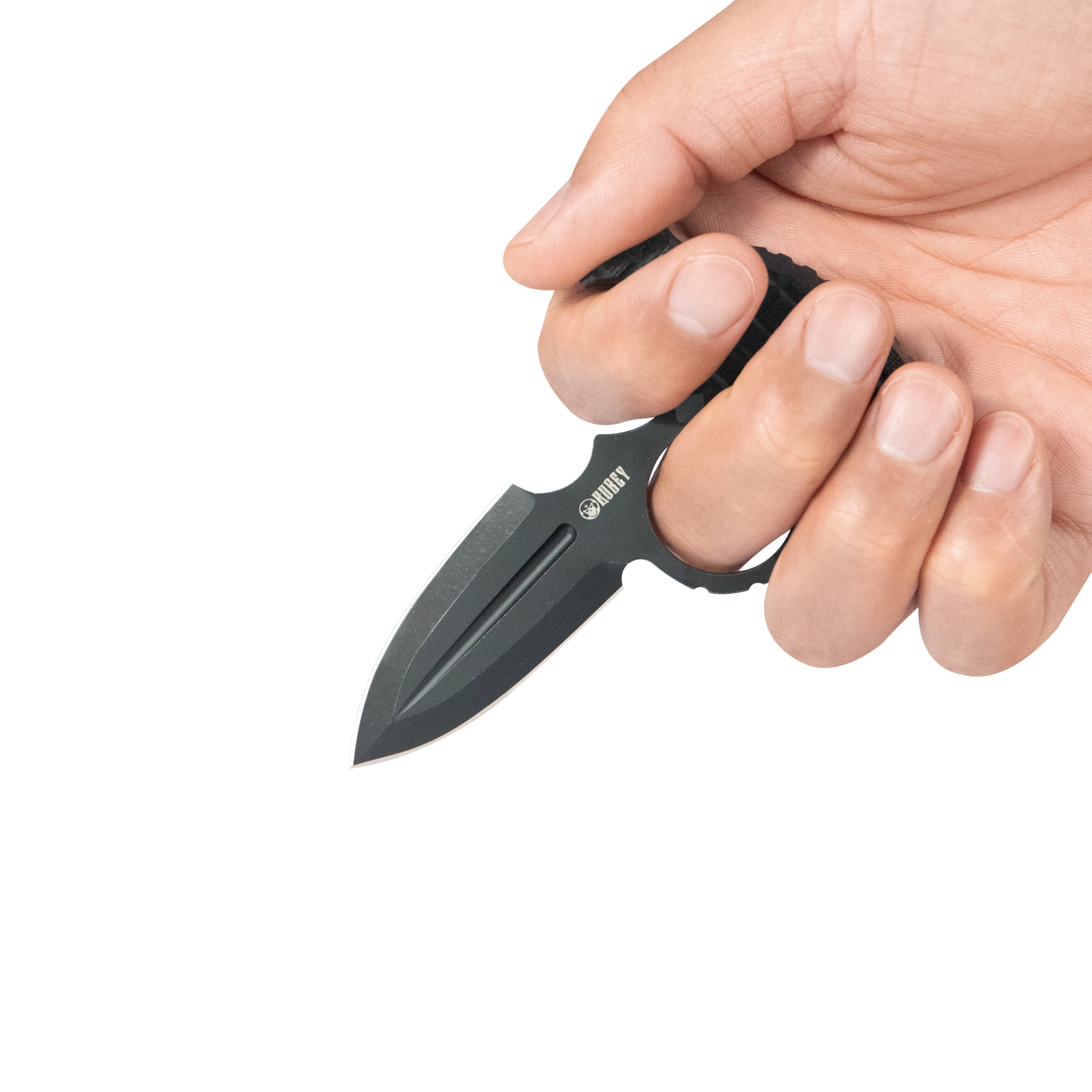 Kubey Cavy Fixed Blade Knife Black G10 Handle 2.95'' Blackwash 14C28N