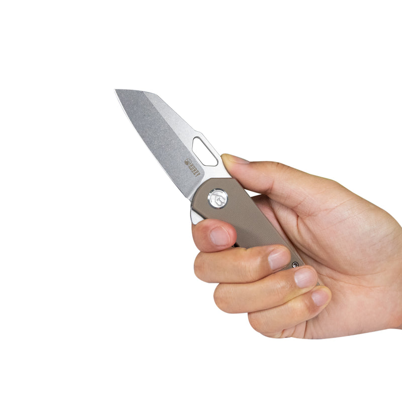 Duroc Liner Lock Flipper Small Pocket Folding Knife Tan Handle 2.91" Bead Blasted AUS-10 KU332K
