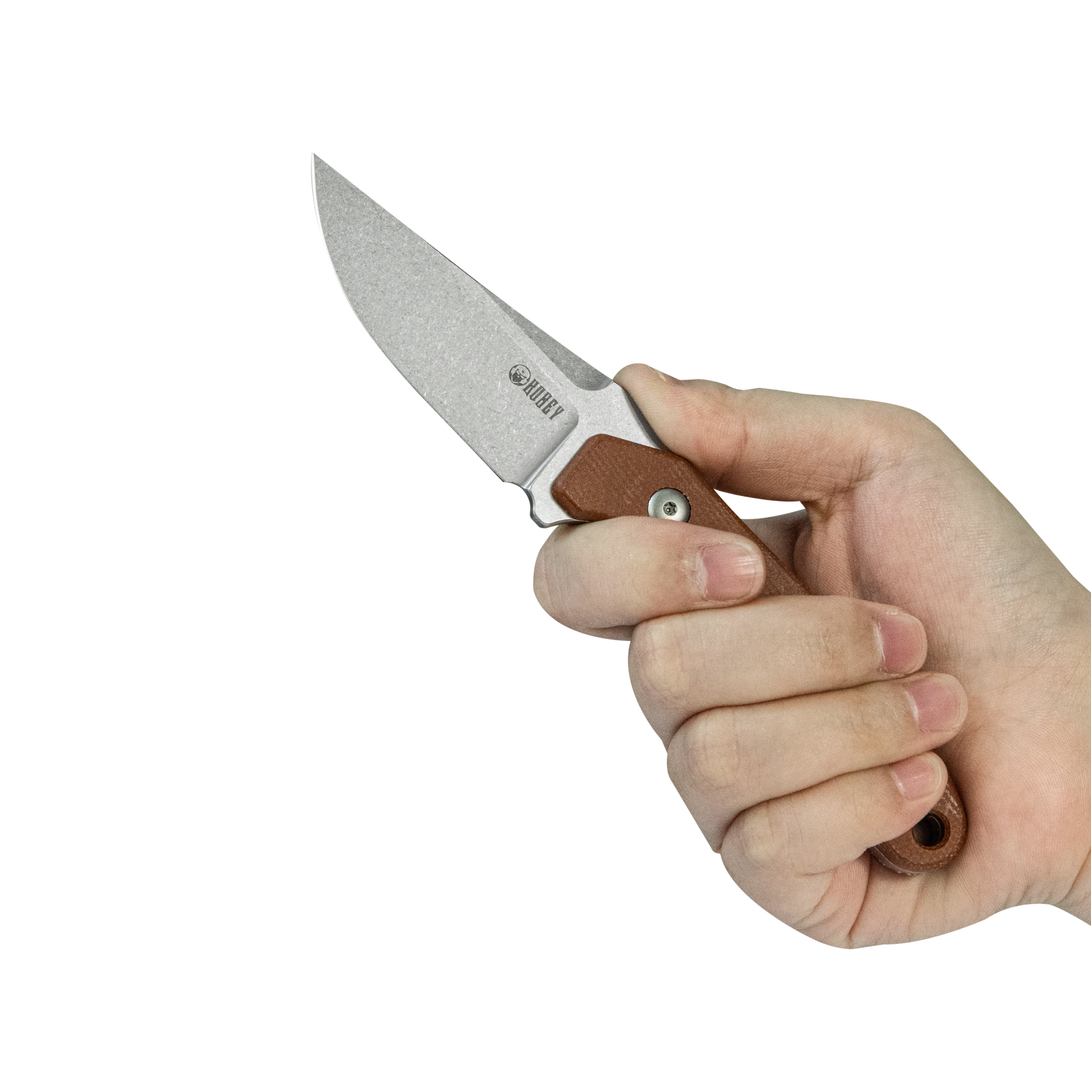 TLB II Clip Point EDC Fixed Blade Knife Brown Micarta 4" Beadblast 14C28N with Kydex Sheath KU468C