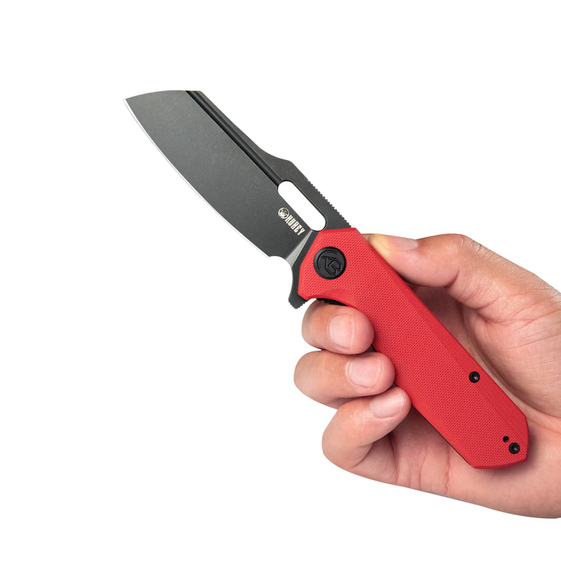 Atlas Liner Lock Folding Knife Red G10 Handle 3.31" Blackwash 14C28N KU328F