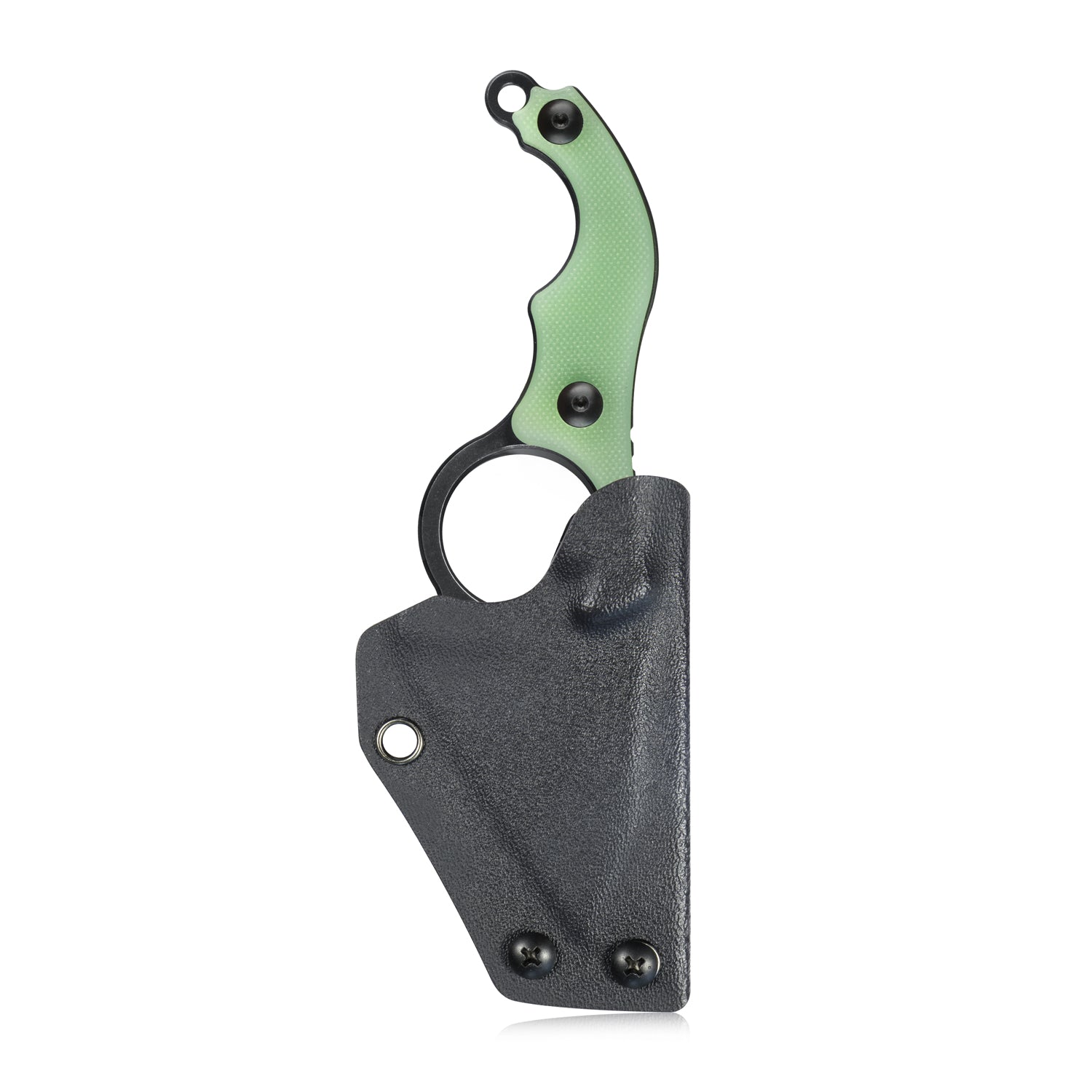 Hippocam EDC Fixed Blade Knife Jade G10 Handle 2.3" Satin D2 KU166B