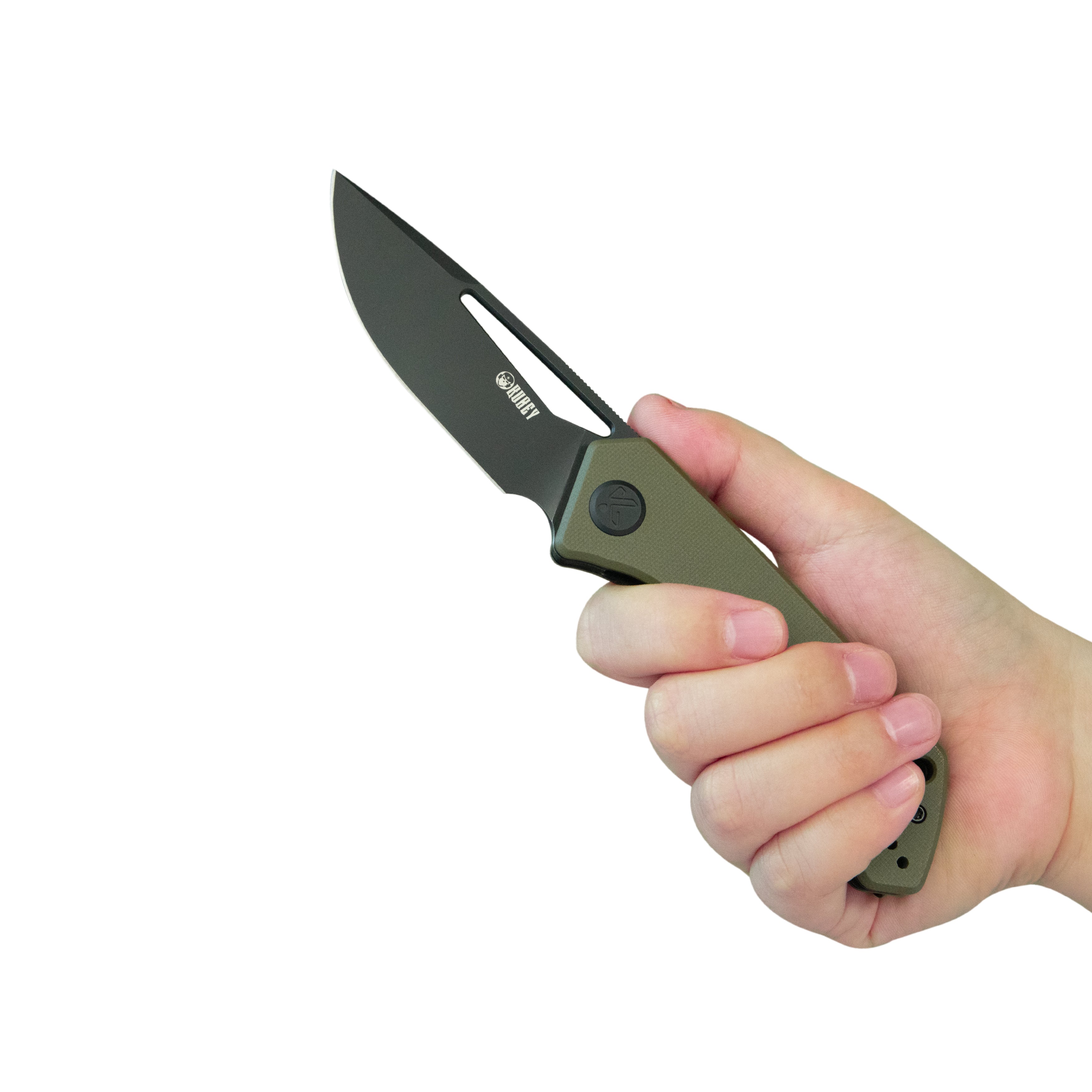 Kubey Thalia Front Flipper EDC Pocket Folding Knife Green G10 Handle 3.27" Blackwash 14C28N KU331T