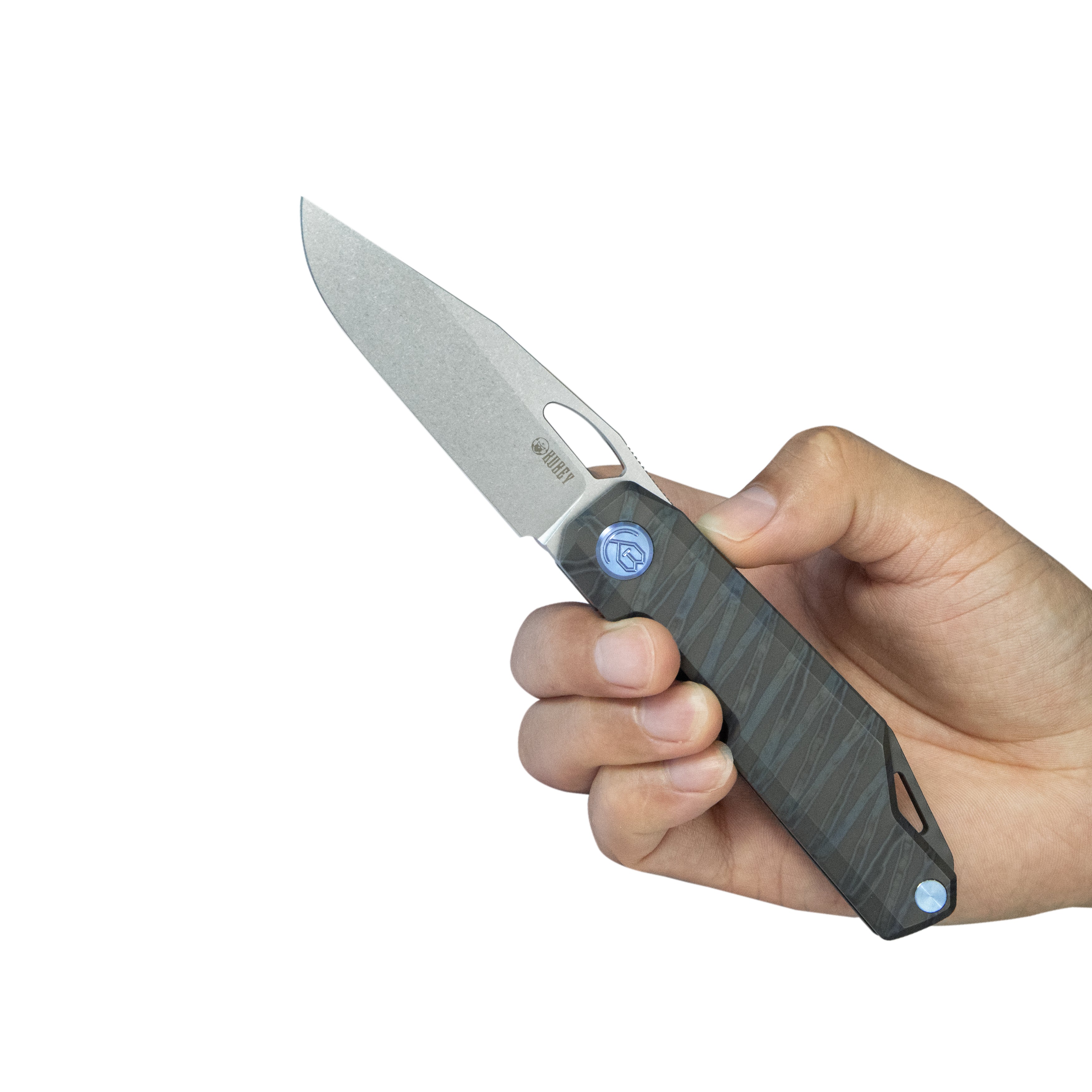 Kubey Verijero Fronter Flipper Pocket Folding Knife Flame 6AL4V Titani