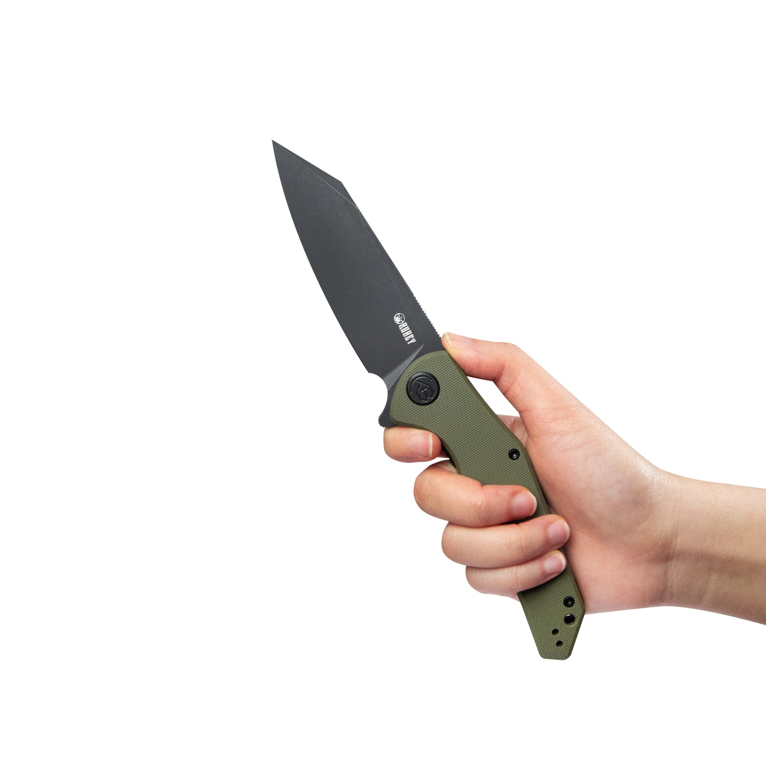 Kubey Flash Klappmesser Liner Lock Flipper Folding Knife Green G10 Handle 3.82" Blackwashed AUS-10 KU158F