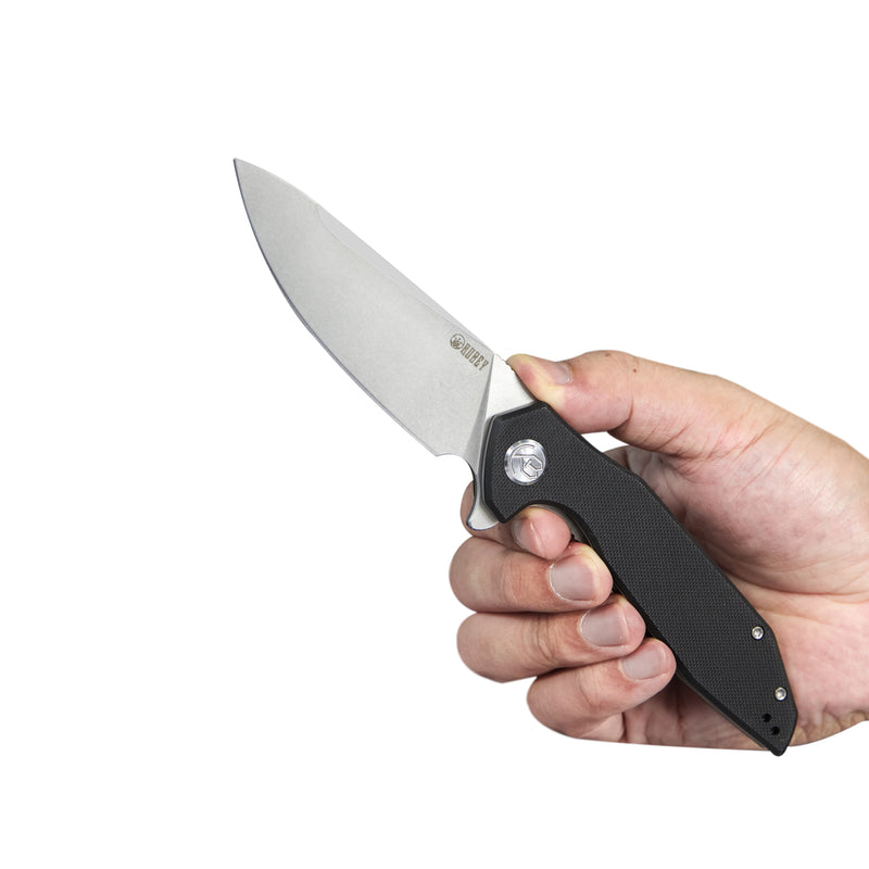 Nova Liner Lock Flipper Folding Pocket Knife Black G10 Handle Bead Blasted D2 KU117A