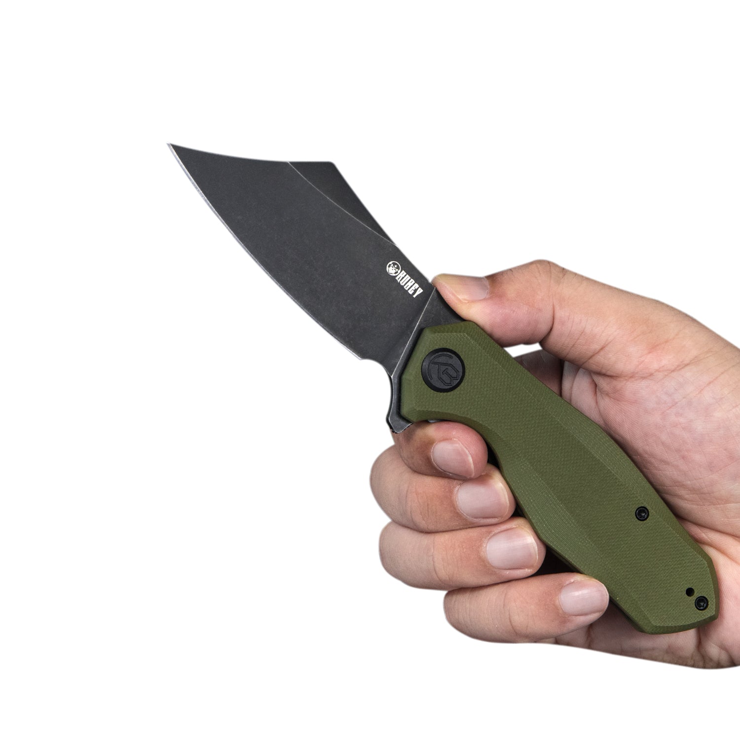 Kubey Echo Nest Klappmesser Liner Lock Flipper Knife Green G10 Handle 3.27" Black Stonewashed D2 KU329B