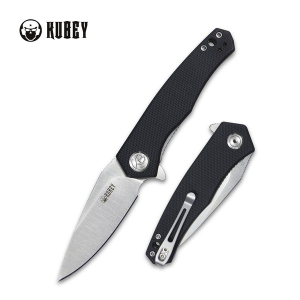 Kubey Cadmus Klappmesser Liner Lock Flipper Folding Knife Black G10 Handle 2.95" Satin D2 KU055A