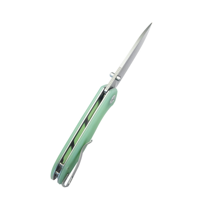 Belus Thumb Stud Everyday Carry Pocket Knife Jade G10 Handle 2.95" Bead Blasted AUS-10 Blade KU342F