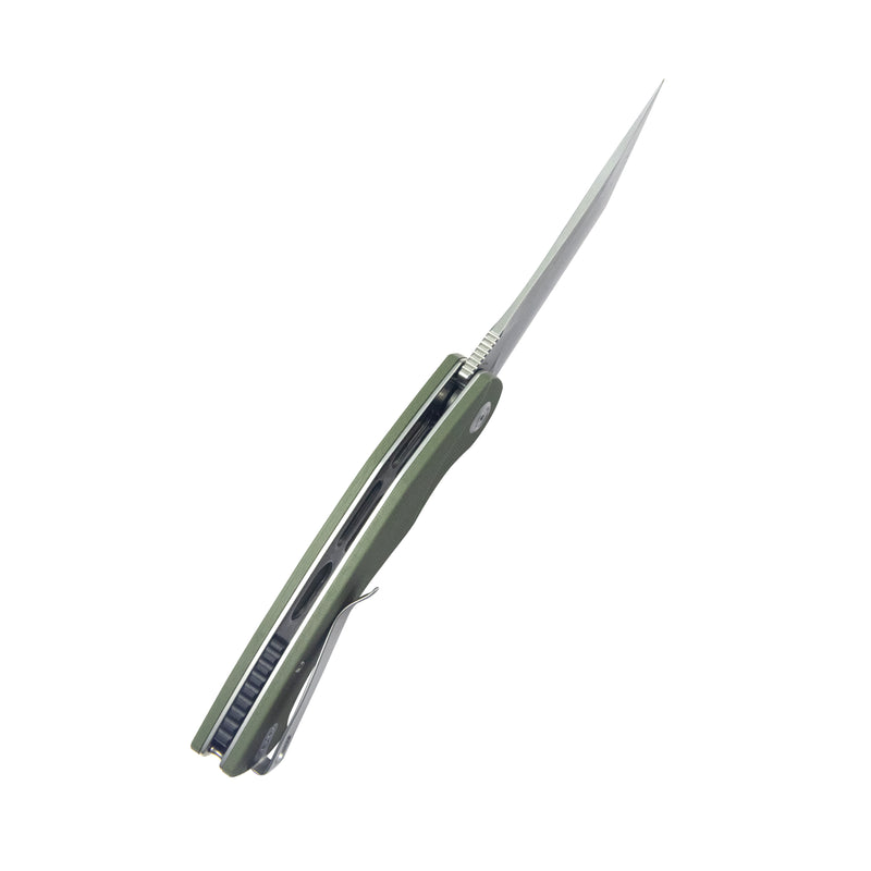 Scimitar Tanto Liner Lock Hunting Folding Knife Green G10 Handle 3.46" Beadblast 14C28N KU175A