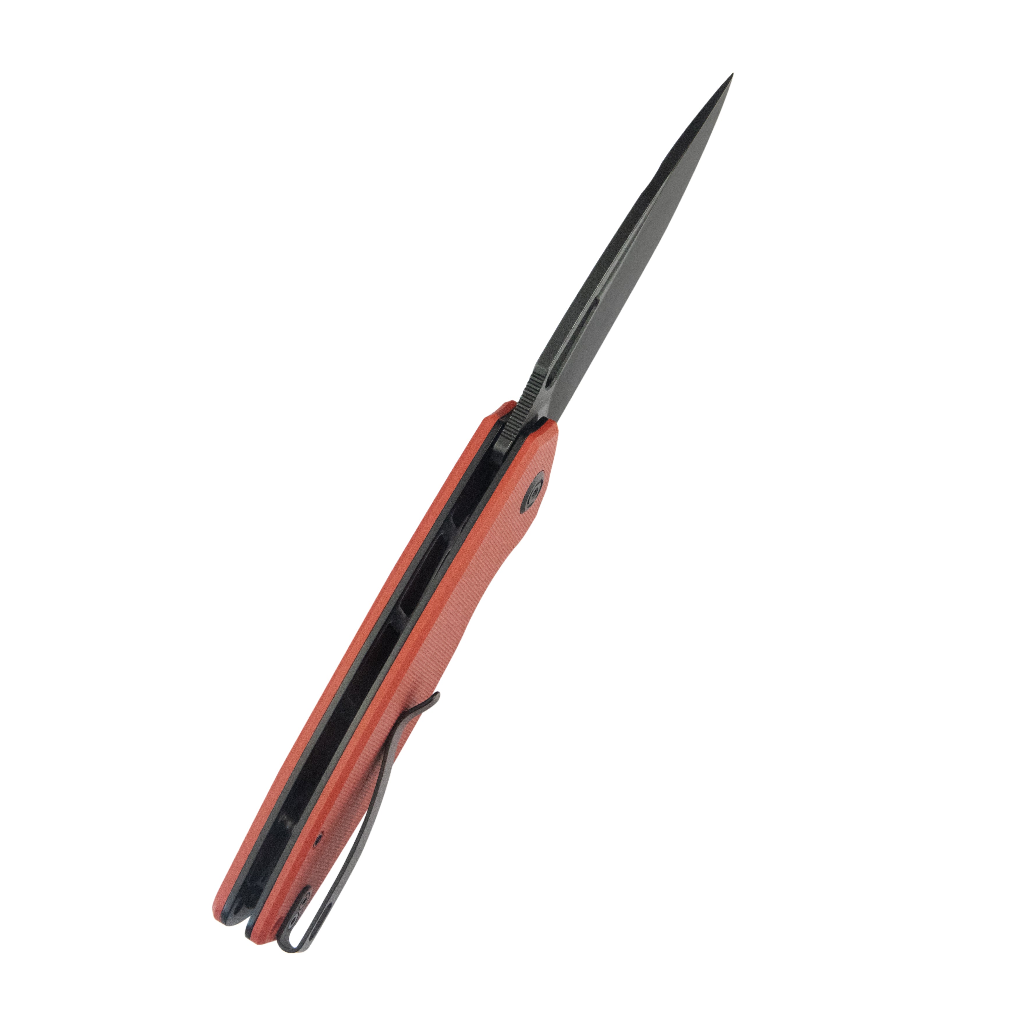 Tityus Liner Lock Flipper Folding Knife Red Handle 3.39" Blackwash 14C28N KU322Y