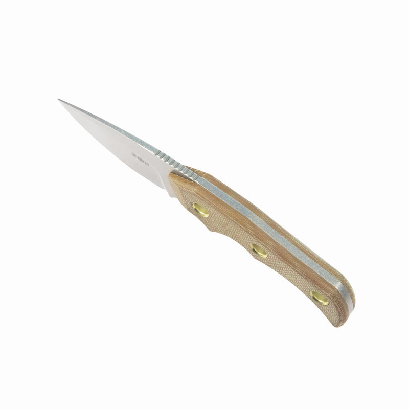 Mikkel Willumsen Design Blade Hunter Drop Point Fixed Blade Knife Brown Micarta Handle 2.95''Beadblast 14C28N KU376B